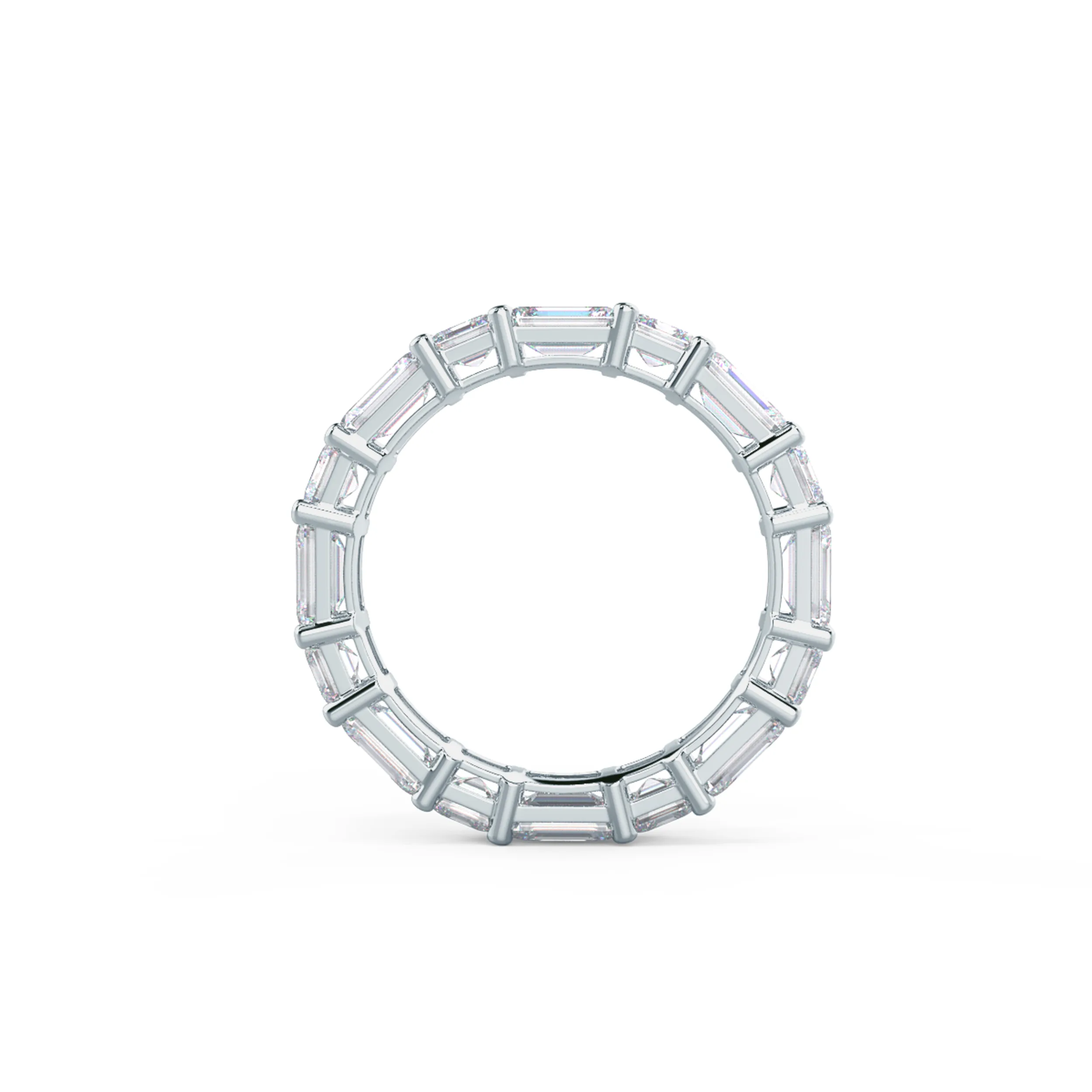 4.8 ct Lab Diamonds Emerald and Asscher East-West Eternity Band in White Gold (Profile View)
