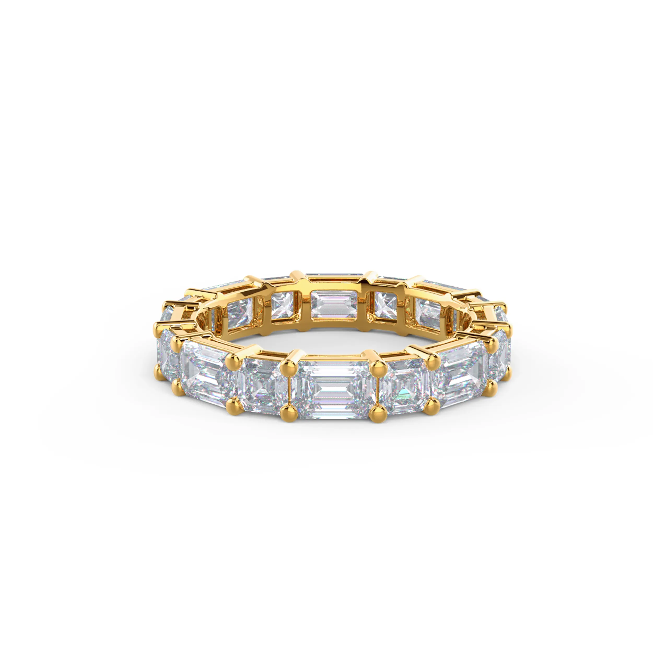 18k Yellow Gold Emerald and Asscher East-West Eternity Band featuring Exceptional Quality 4.8 Carat Diamonds (Main View)