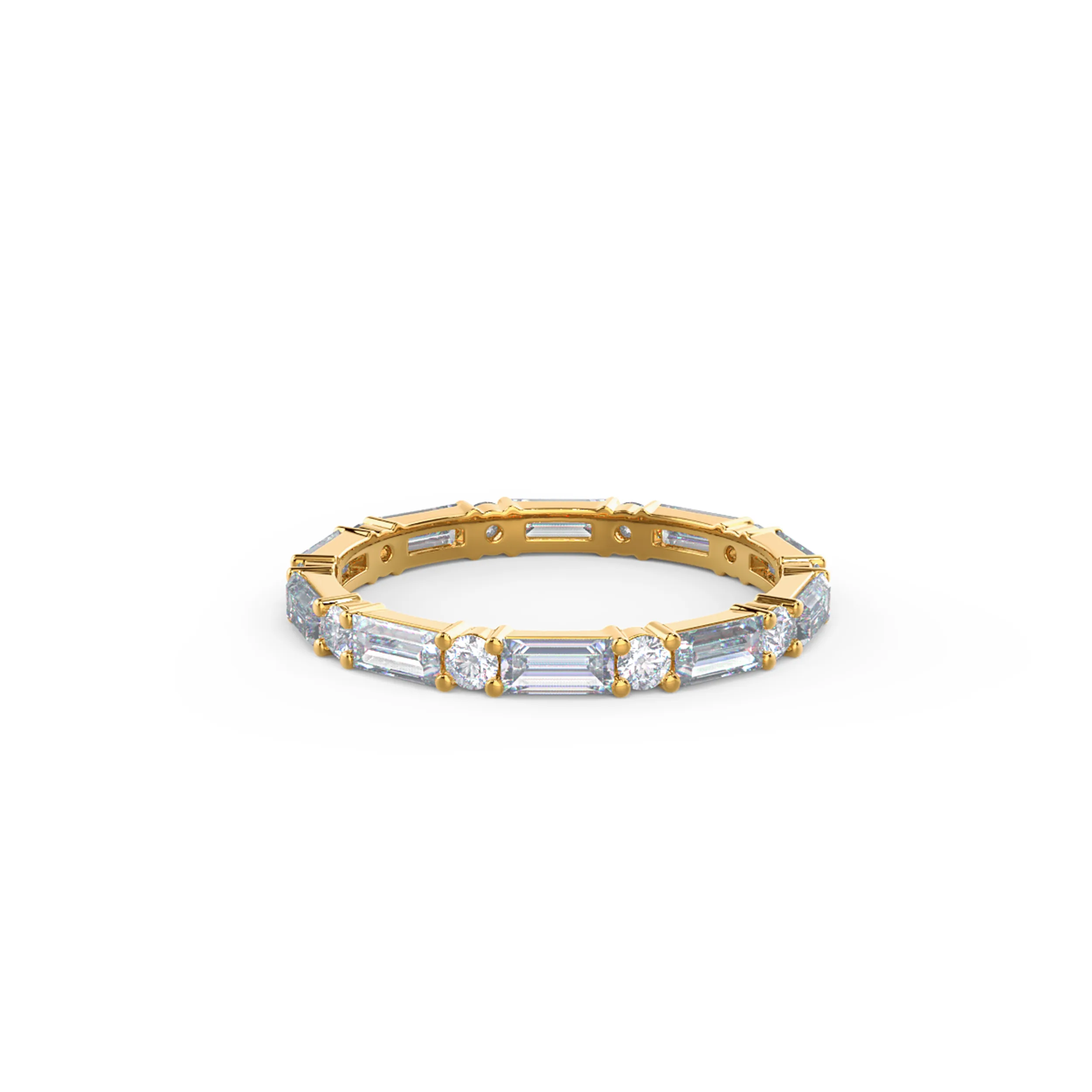 Hand Selected 1.3 ct Diamonds set in 18k Yellow Gold Baguette and Round Eternity Band (Main View)