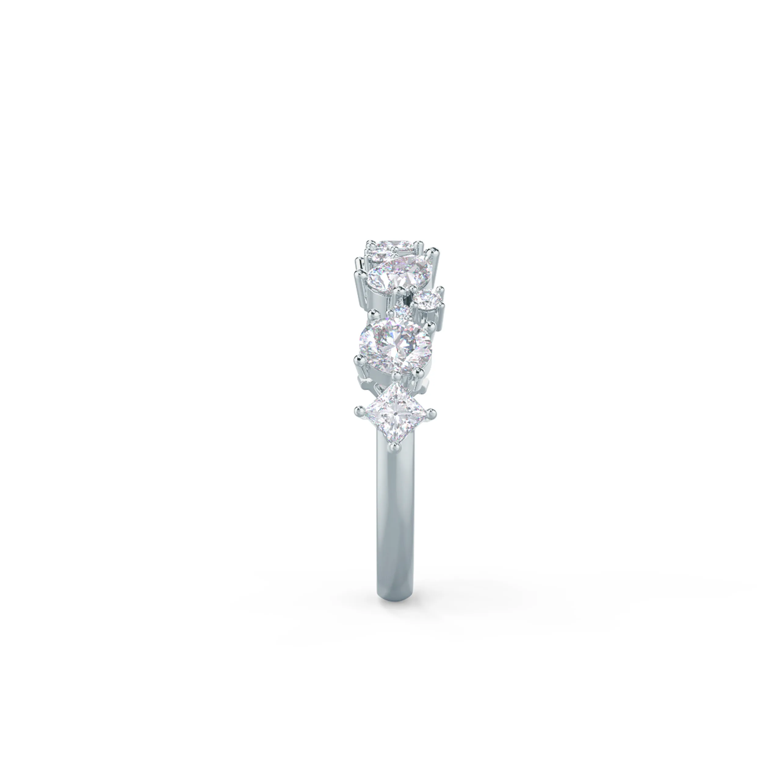 High Quality 1.1 ct Man Made Diamonds set in 18kt White Gold Kelsey Half Band (Side View)