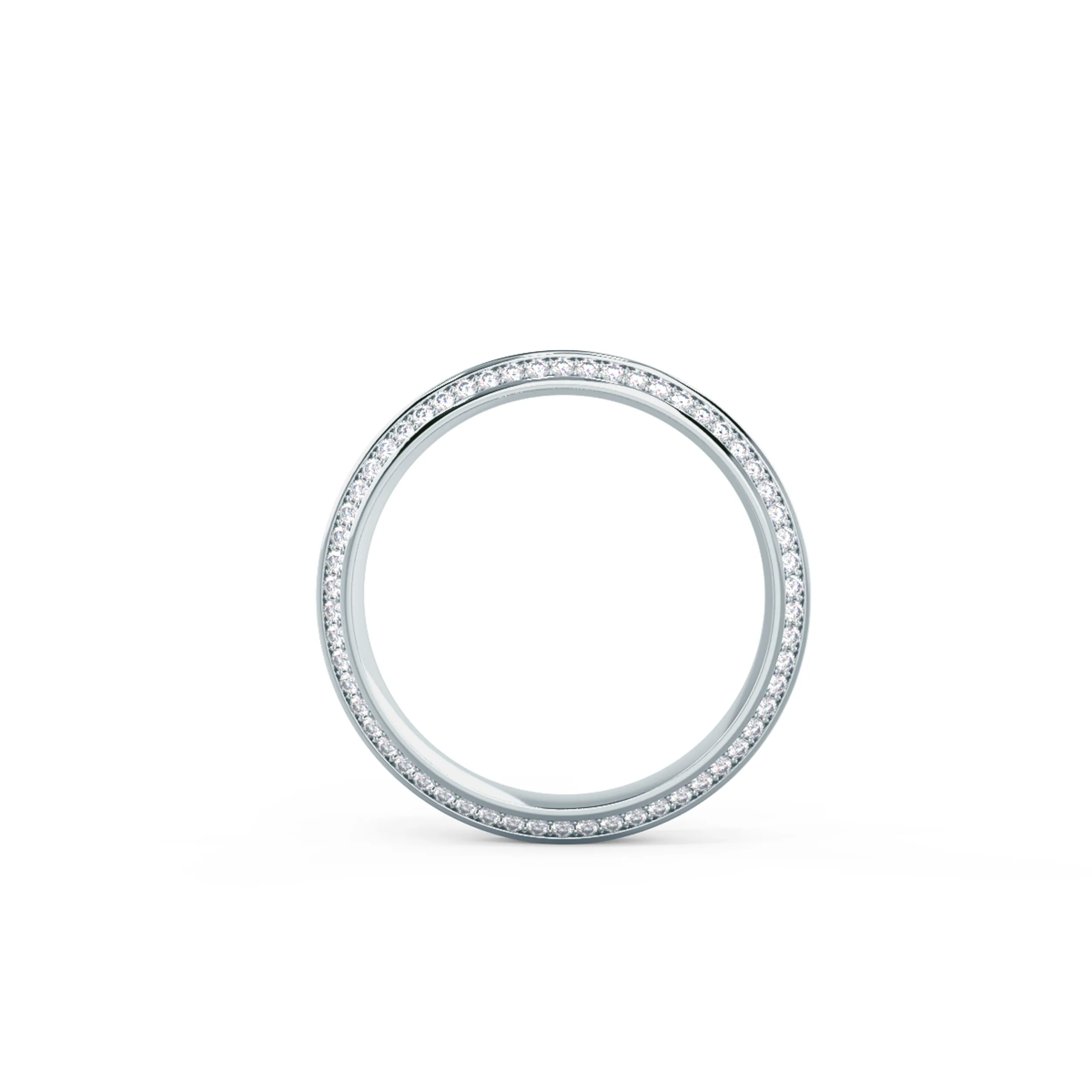 18kt White Gold Narrow Beveled Channel Eternity Band featuring 0.4 Carat Round Brilliant Lab Grown Diamonds (Profile View)