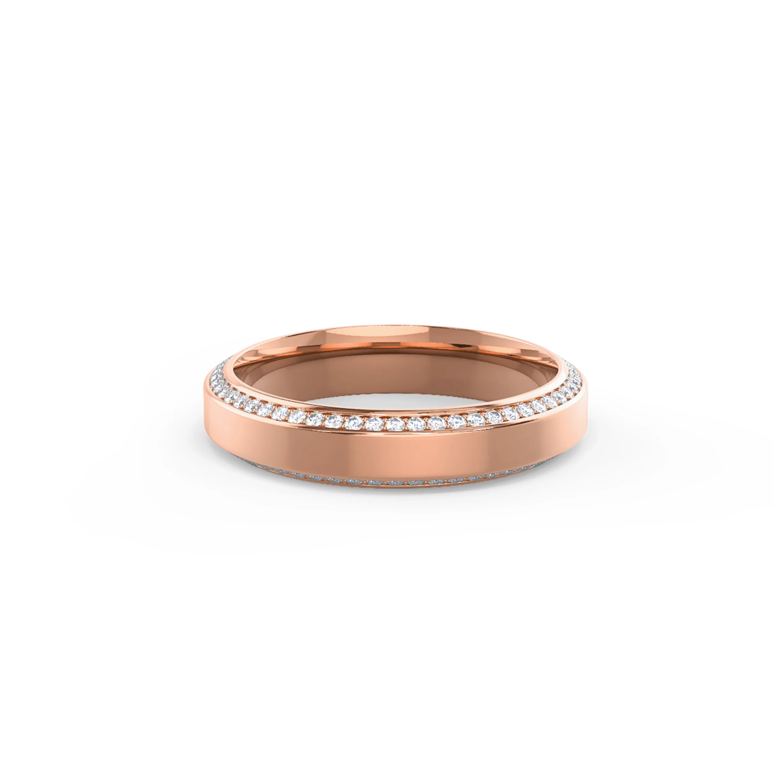 0.4 Carat Round Lab Diamonds set in 14kt Rose Gold Narrow Beveled Channel Eternity Band (Main View)