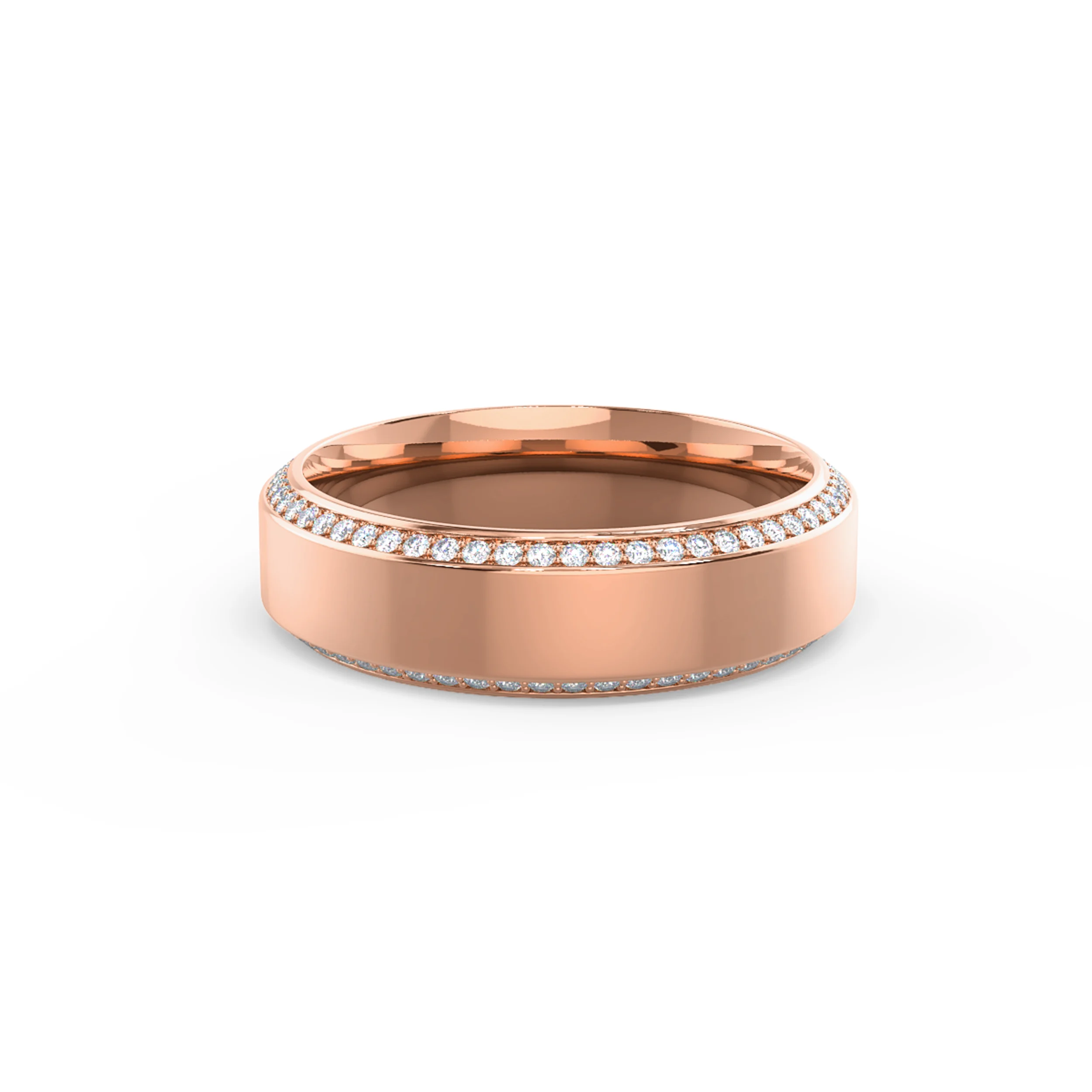 Round Lab Grown Diamonds Wide Beveled Channel Eternity Band in Rose Gold (Main View)