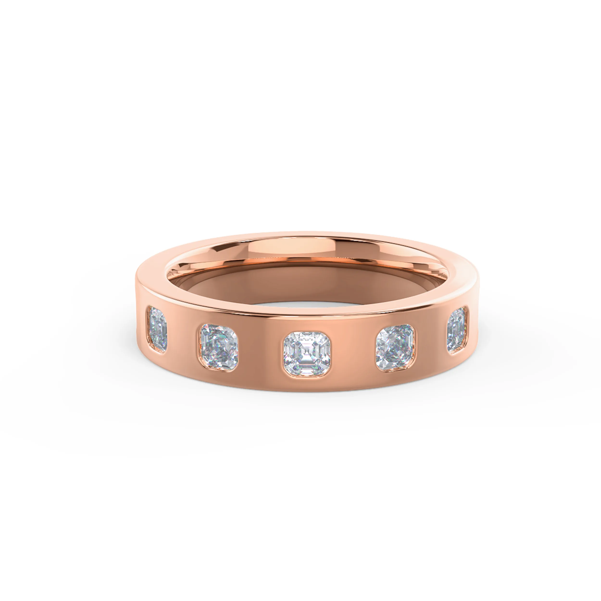 Hand Selected 1.4 ct Lab Created Diamonds Asscher Flush Set Seven Stone in 14k Rose Gold (Main View)