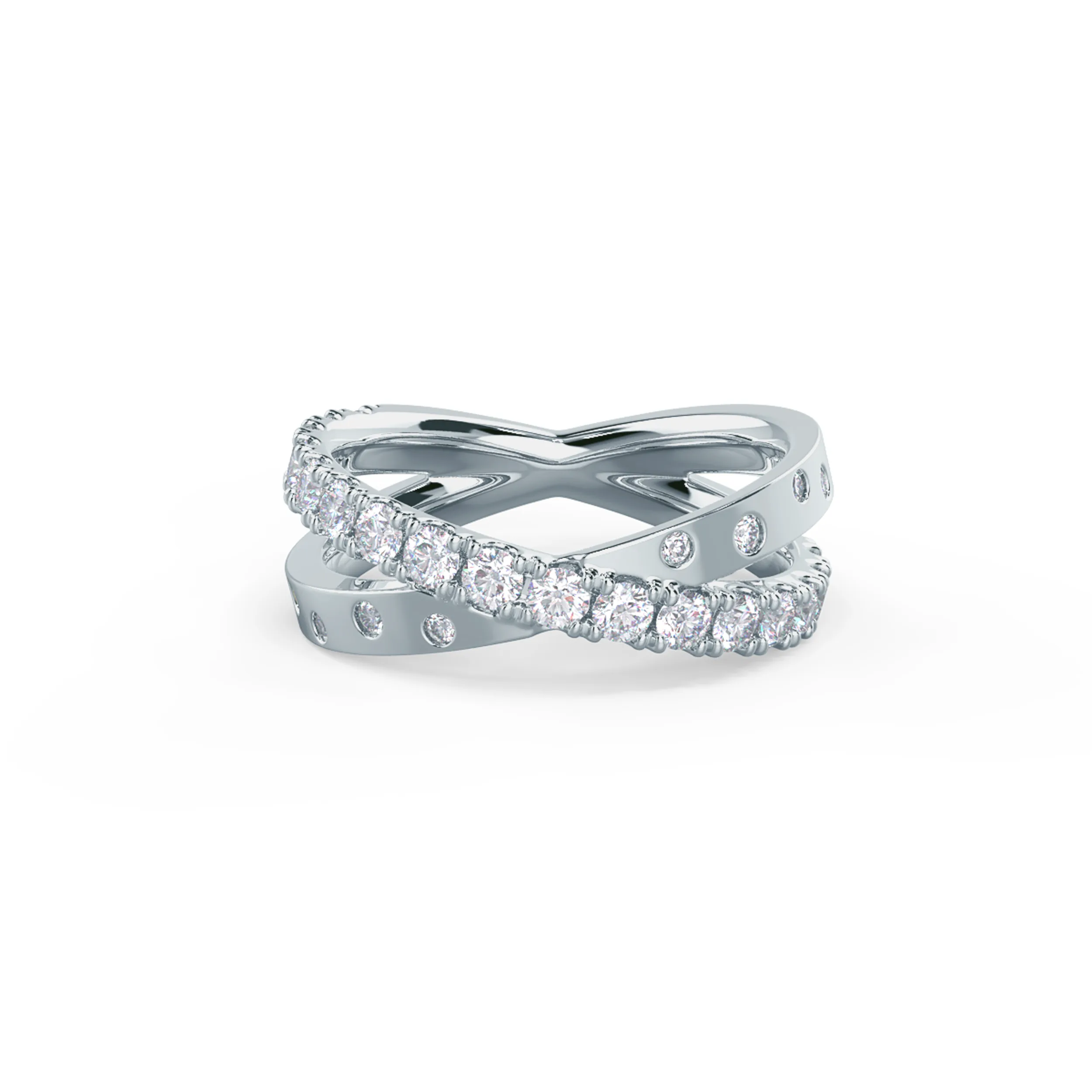 1.0 ct Round Diamonds X Pavé and Channel Half Band in 18 Karat White Gold (Main View)