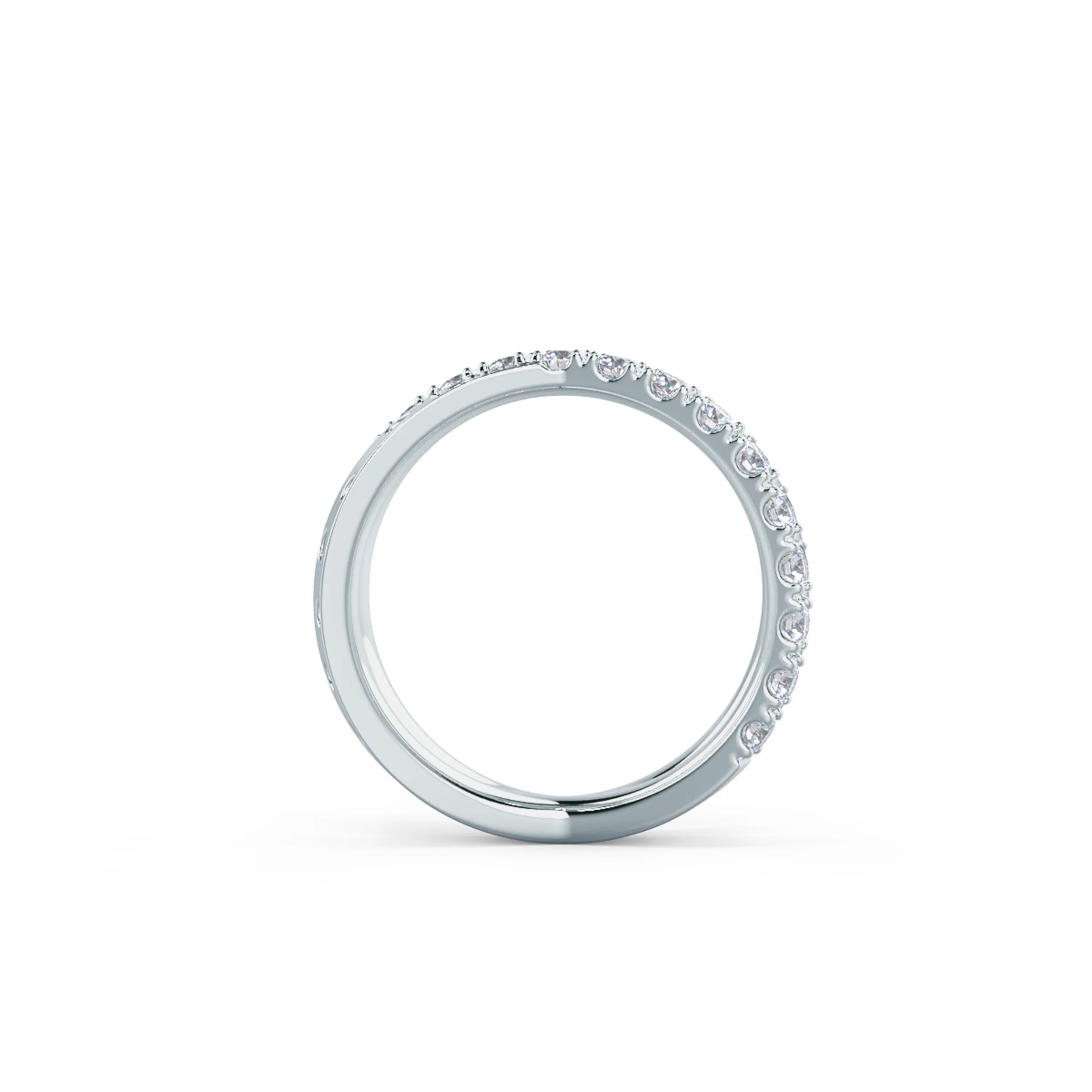 18 Karat White Gold X Pavé and Channel Half Band featuring 1.0 ctw Round Diamonds (Profile View)