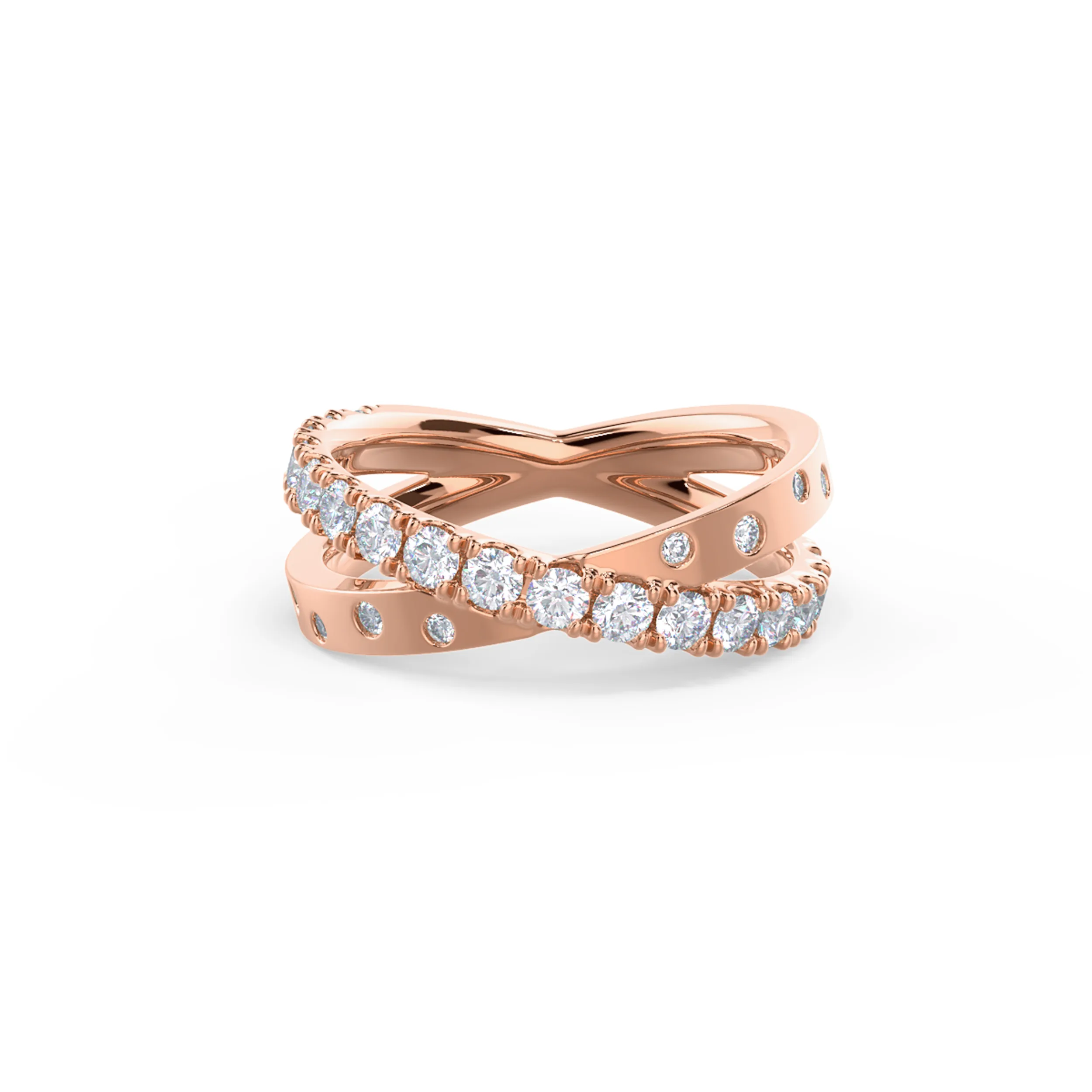 14k Rose Gold X Pavé and Channel Half Band featuring 1.0 Carat Round Diamonds (Main View)
