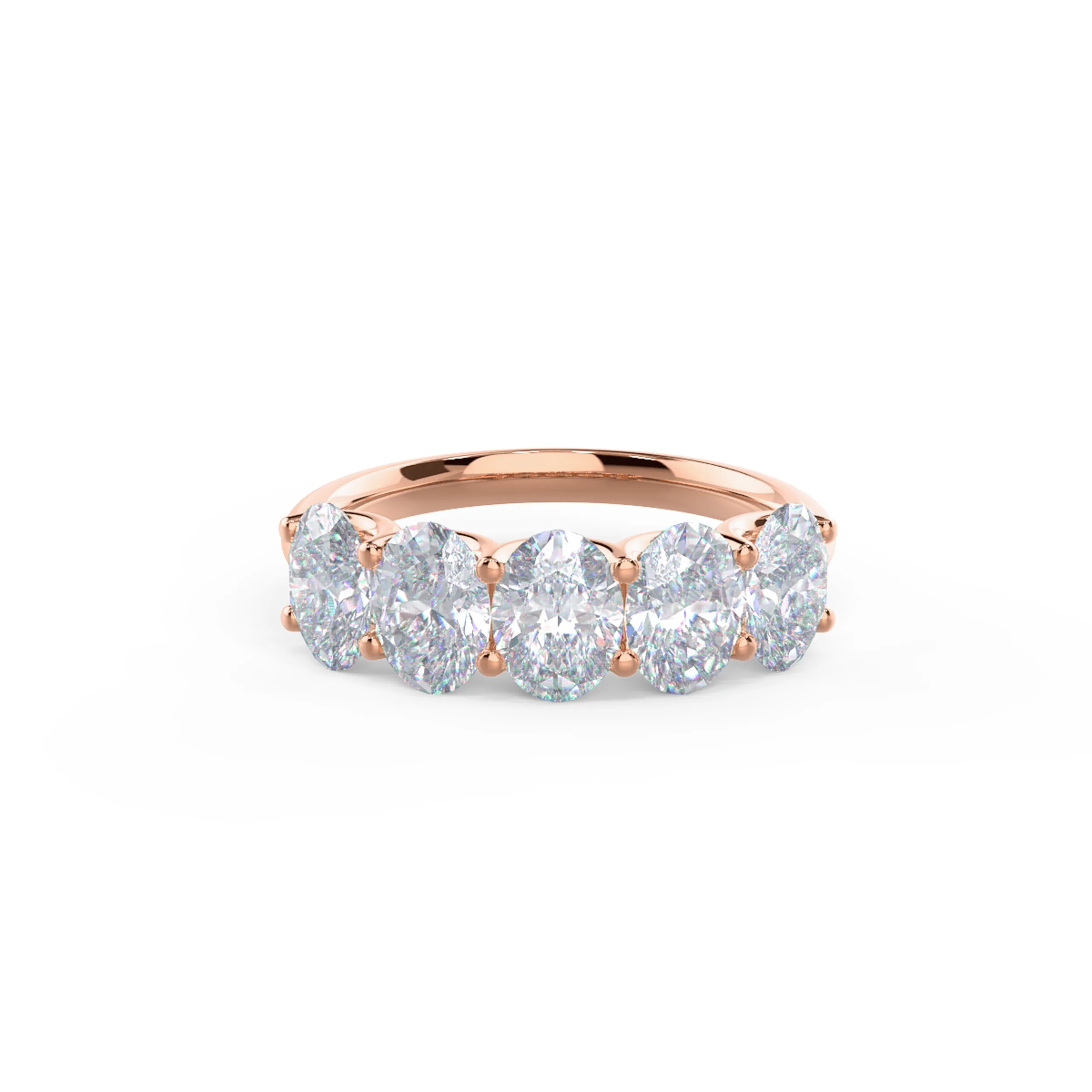 14kt Rose Gold Oval French U Five Stone featuring 2.5 Carat Diamonds (Main View)