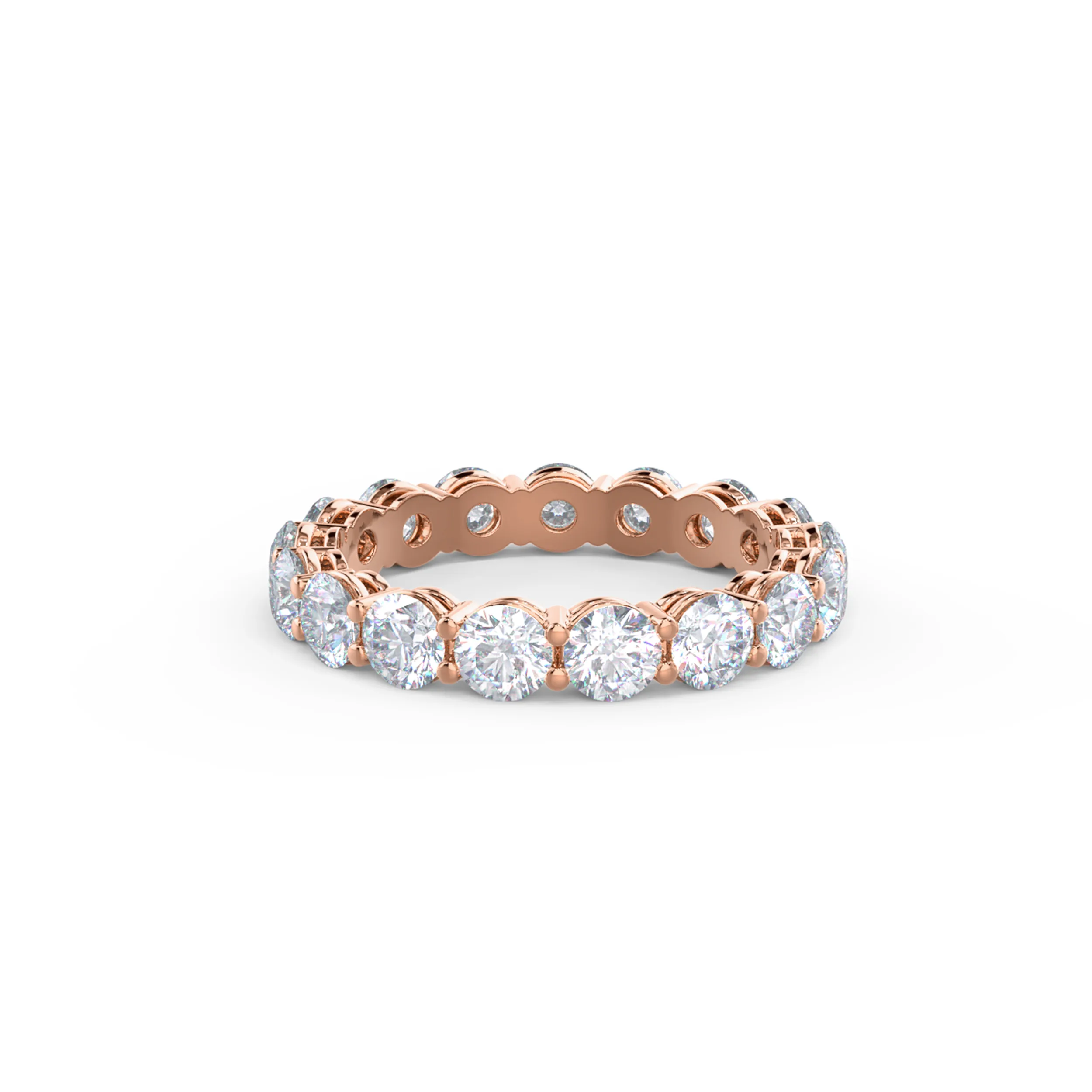 High Quality 3.0 ct Round Brilliant Lab Created Diamonds Round Diamond Prong Set Eternity Band in Rose Gold (Main View)
