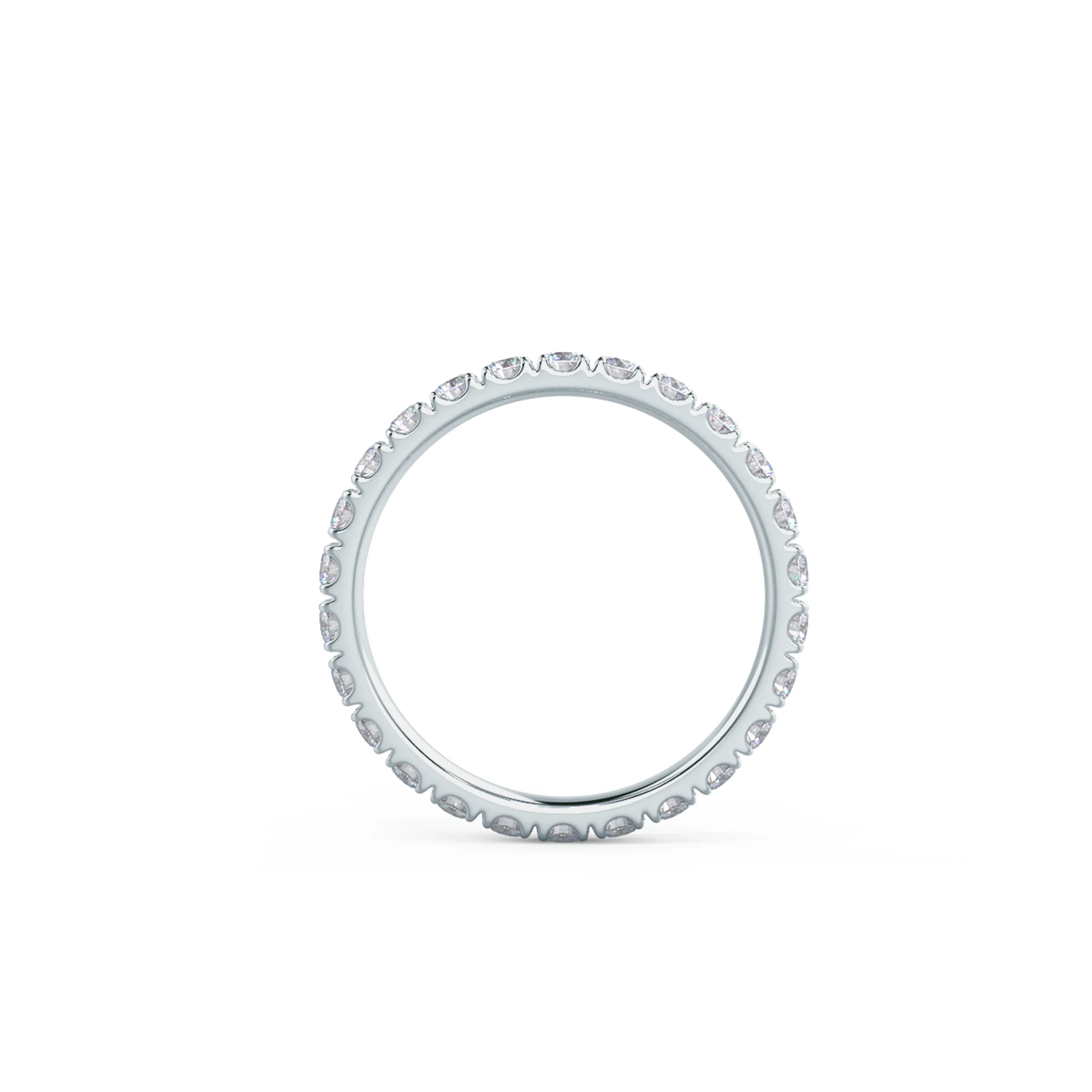 18k White Gold U Pavé Eternity Band featuring Hand Selected 1.0 Carat Round Diamonds (Profile View)