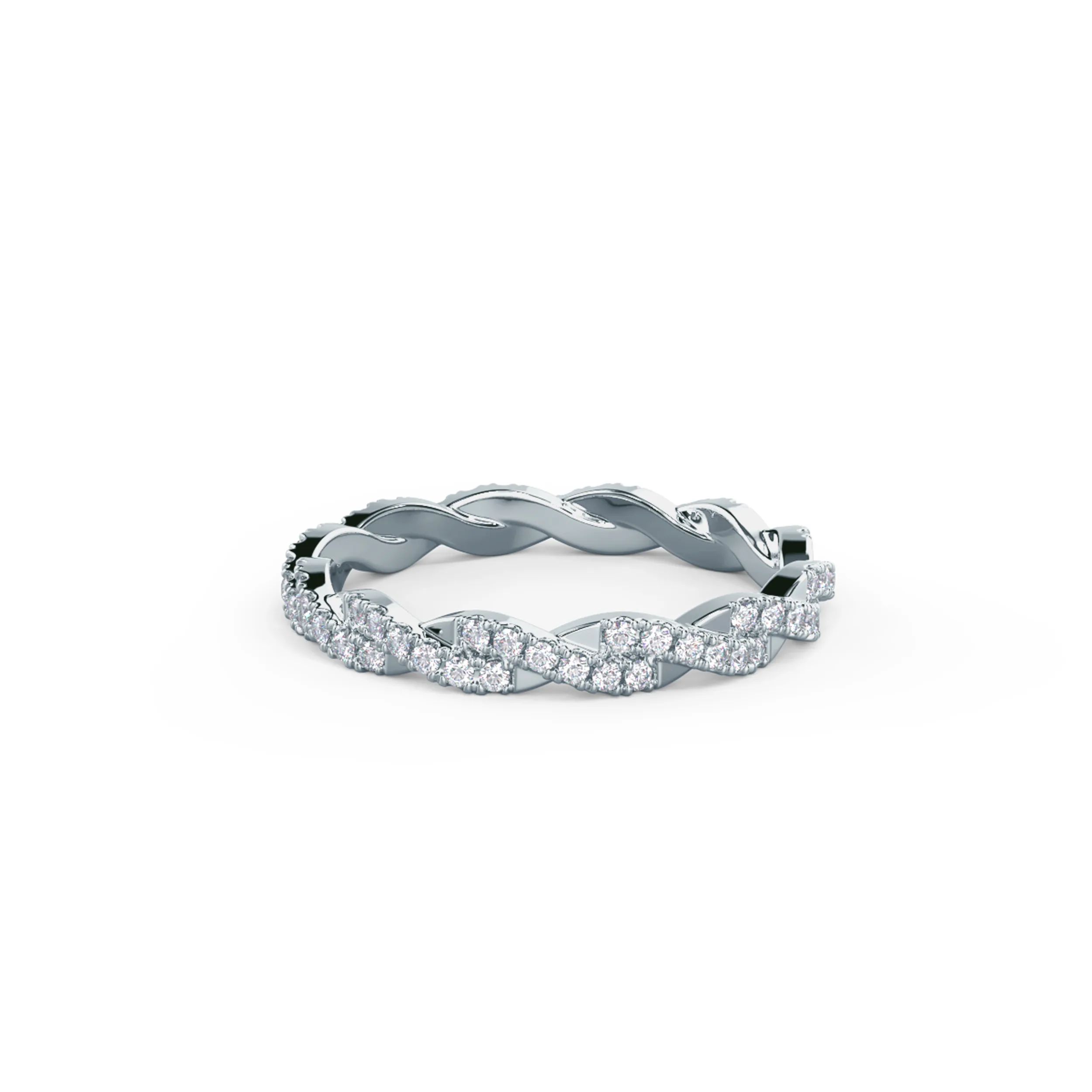 High Quality 0.45 ct Round Brilliant Lab Diamonds set in 18k White Gold Infinity Twist Full Eternity Band (Main View)