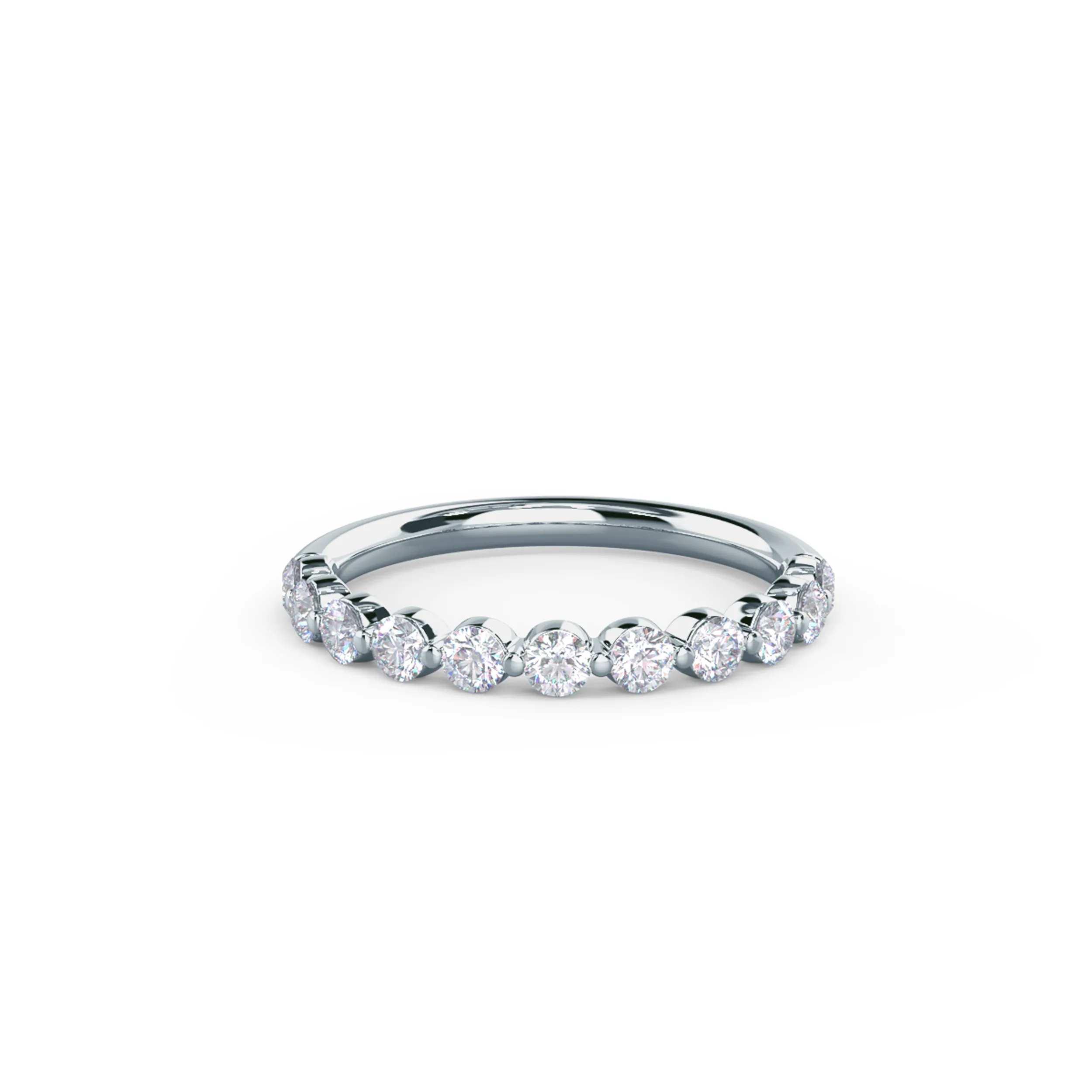 0.55 ctw Round Brilliant Lab Diamonds set in 18k White Gold Shared Prong Half Band (Main View)
