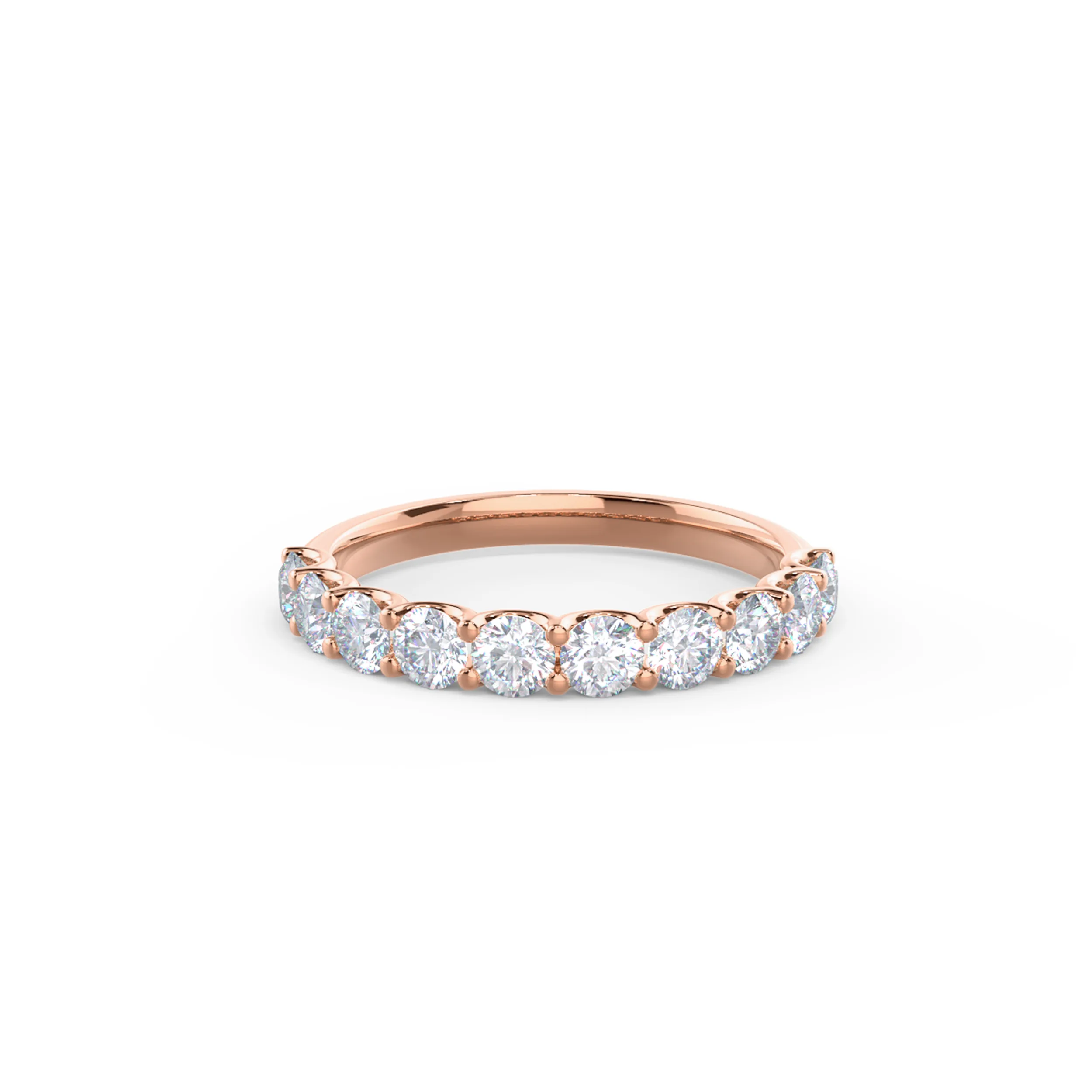 Rose Gold French U Round Half Band featuring High Quality 1.1 ct Lab Created Diamonds (Main View)