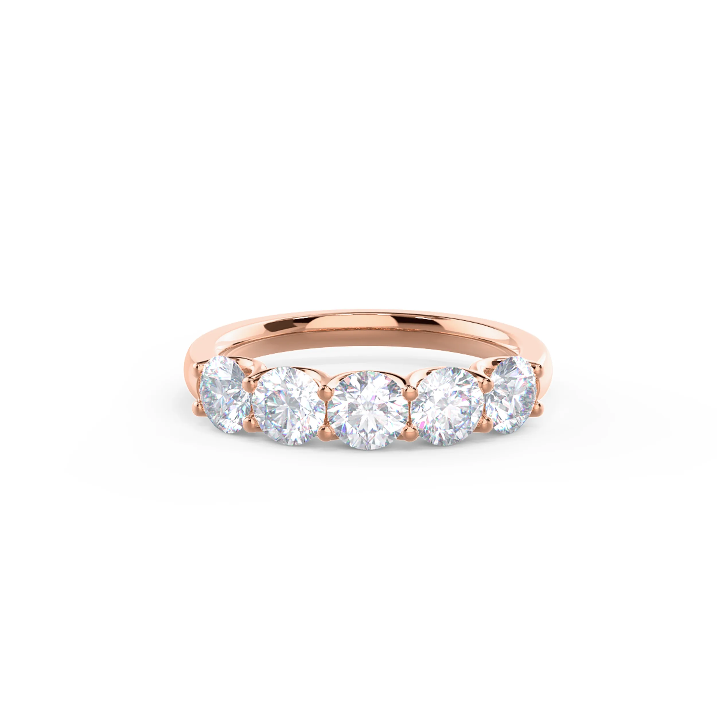 14k Rose Gold French U Five Stone featuring 1.5 ctw Round Brilliant Lab Diamonds (Main View)