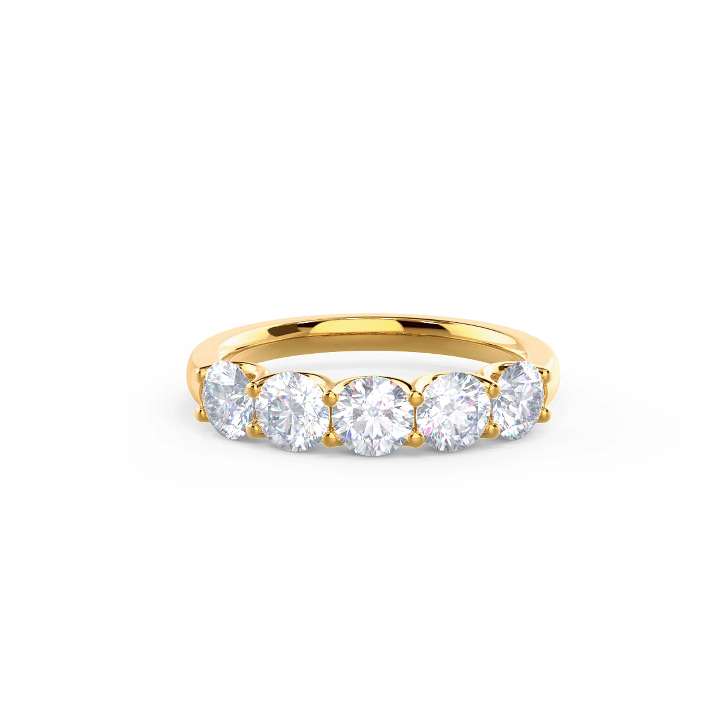 Hand Selected 1.5 Carat Round Brilliant Lab Grown Diamonds French U Five Stone in 14k Yellow Gold (Main View)