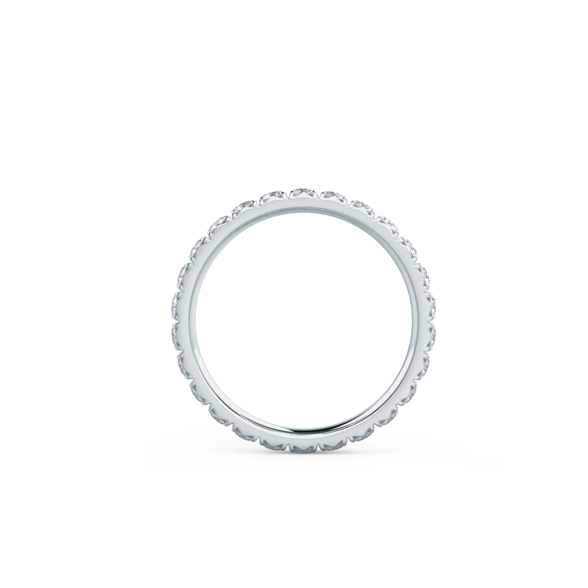 1.0 Carat Round Diamonds set in White Gold French Pavé Eternity Band (Profile View)