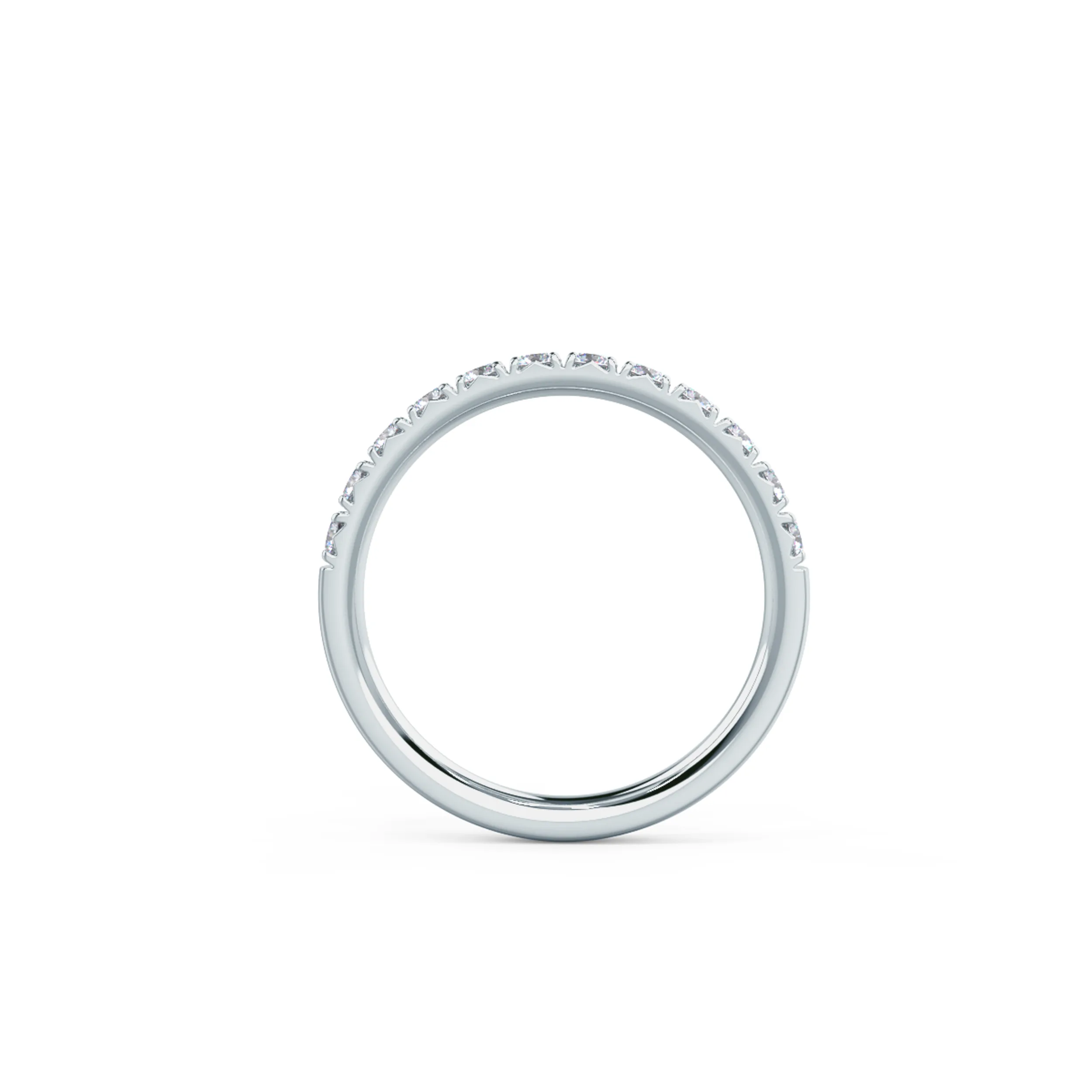 0.5 ctw Round Lab Grown Diamonds French Pavé Half Band in 18k White Gold (Profile View)