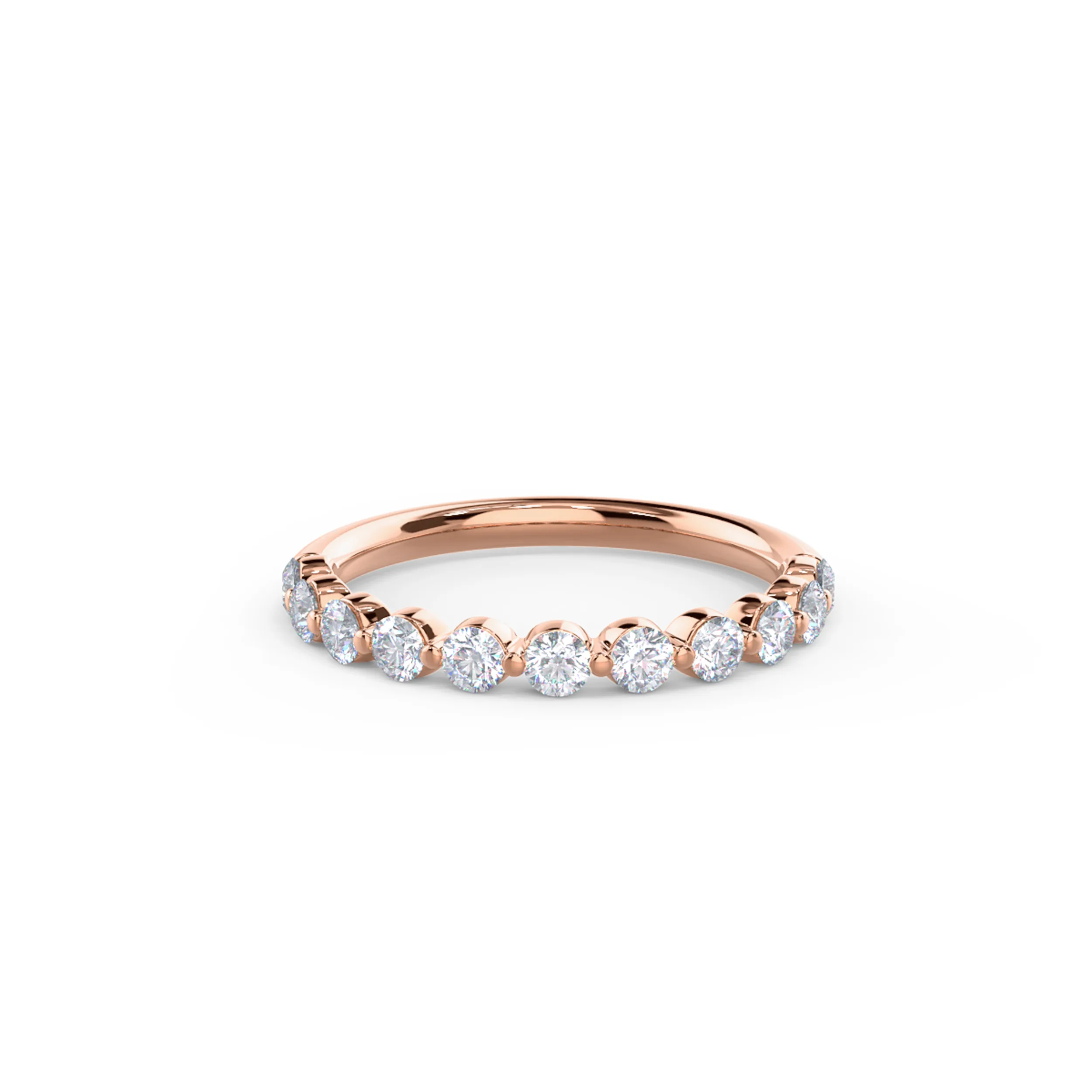 0.55 ct Round Brilliant Created Diamonds set in Rose Gold Shared Prong Half Band (Main View)