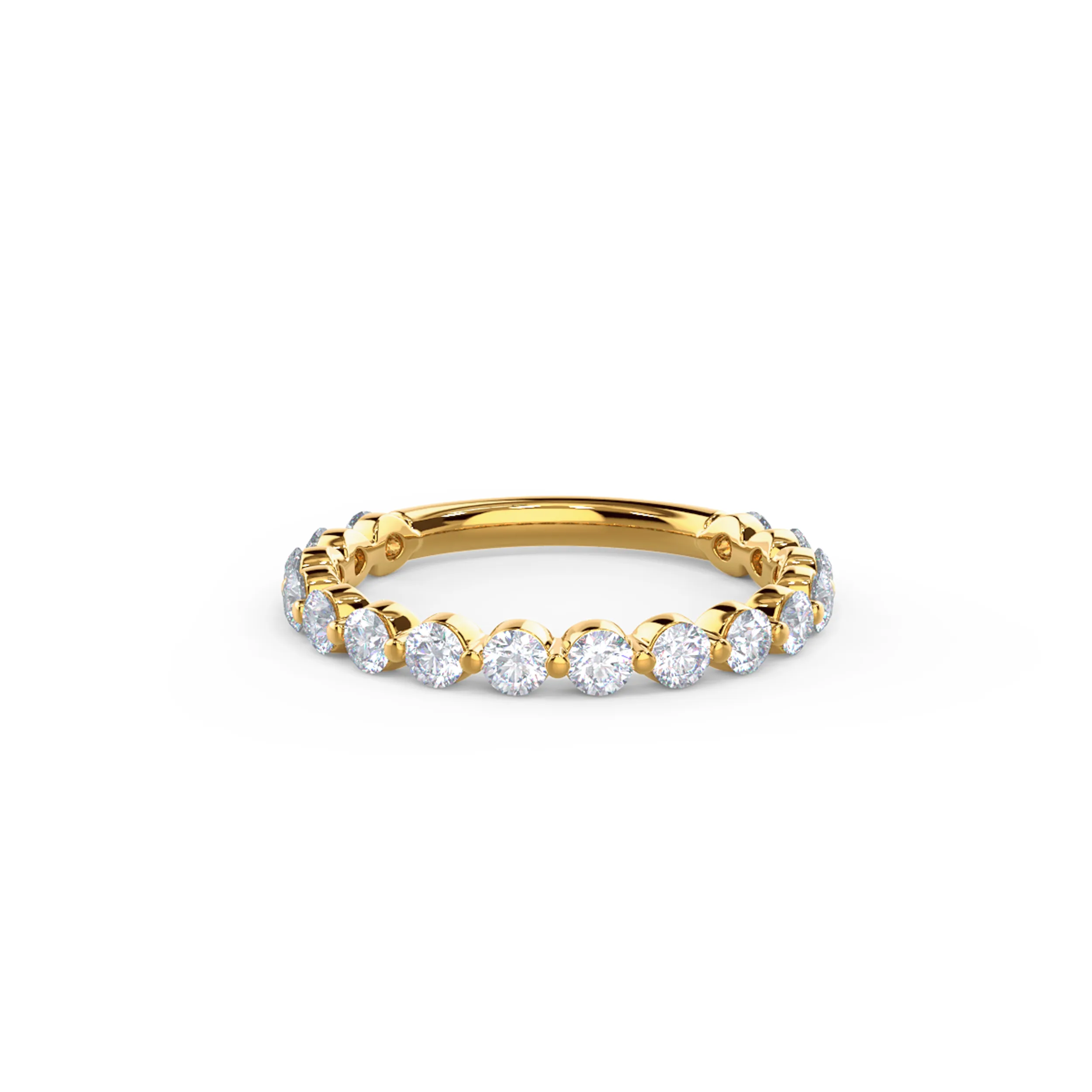 Exceptional Quality 0.8 Carat Round Diamonds Shared Prong Three Quarter Band in 18k Yellow Gold (Main View)