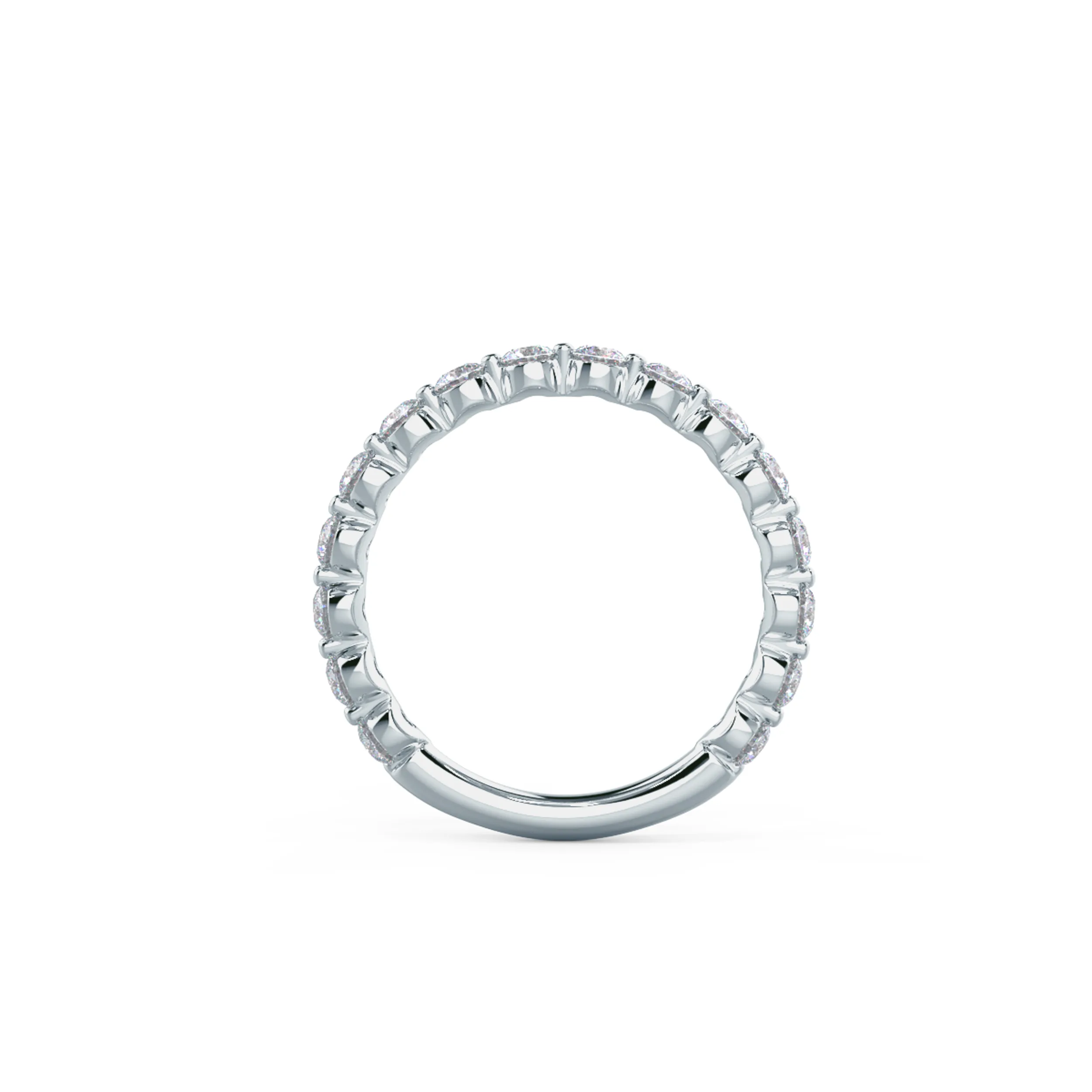 Exceptional Quality 0.8 ct Round Lab Diamonds Shared Prong Three Quarter Band in 18k White Gold (Profile View)