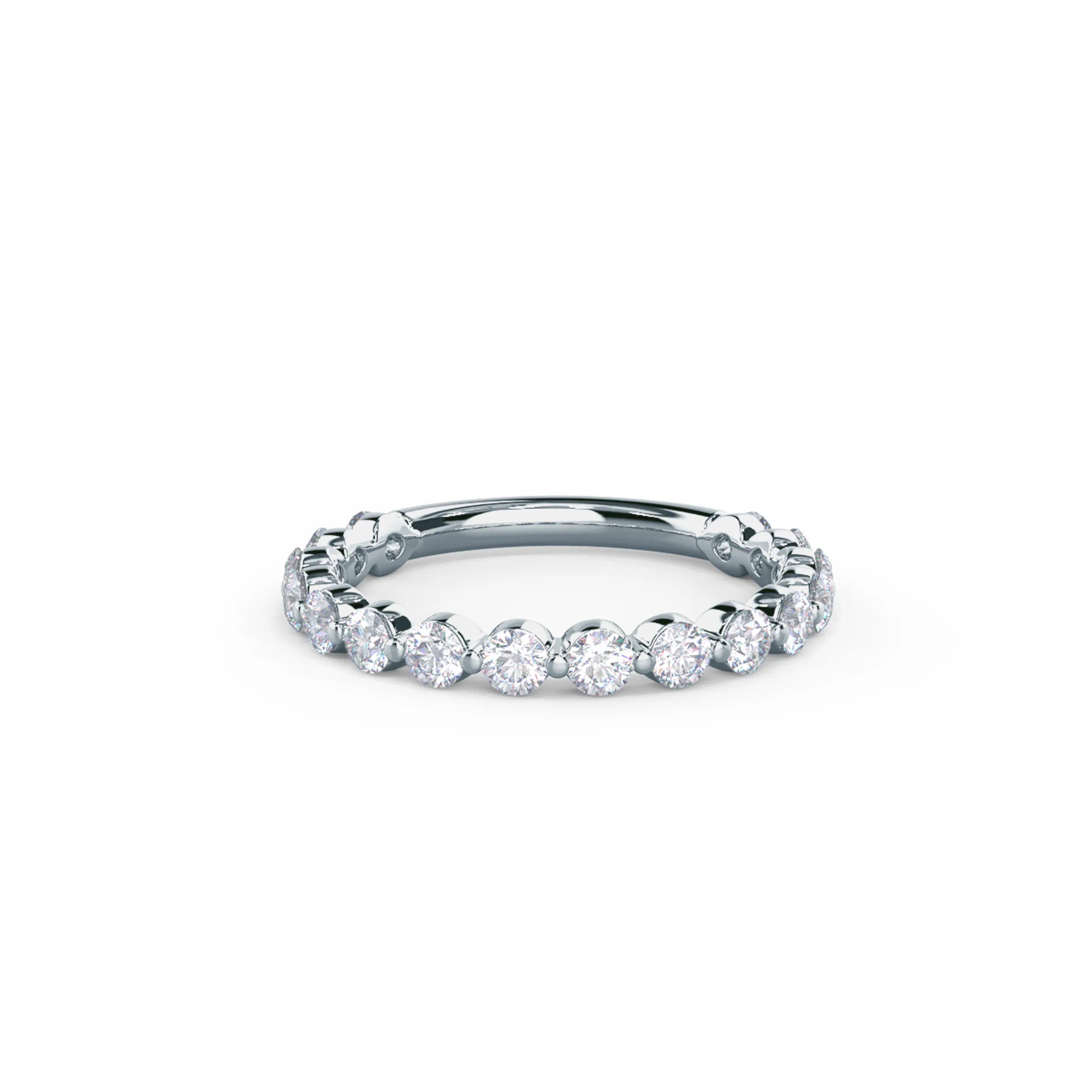 Hand Selected 0.8 Carat Round Diamonds Shared Prong Three Quarter Band in 18k White Gold (Main View)