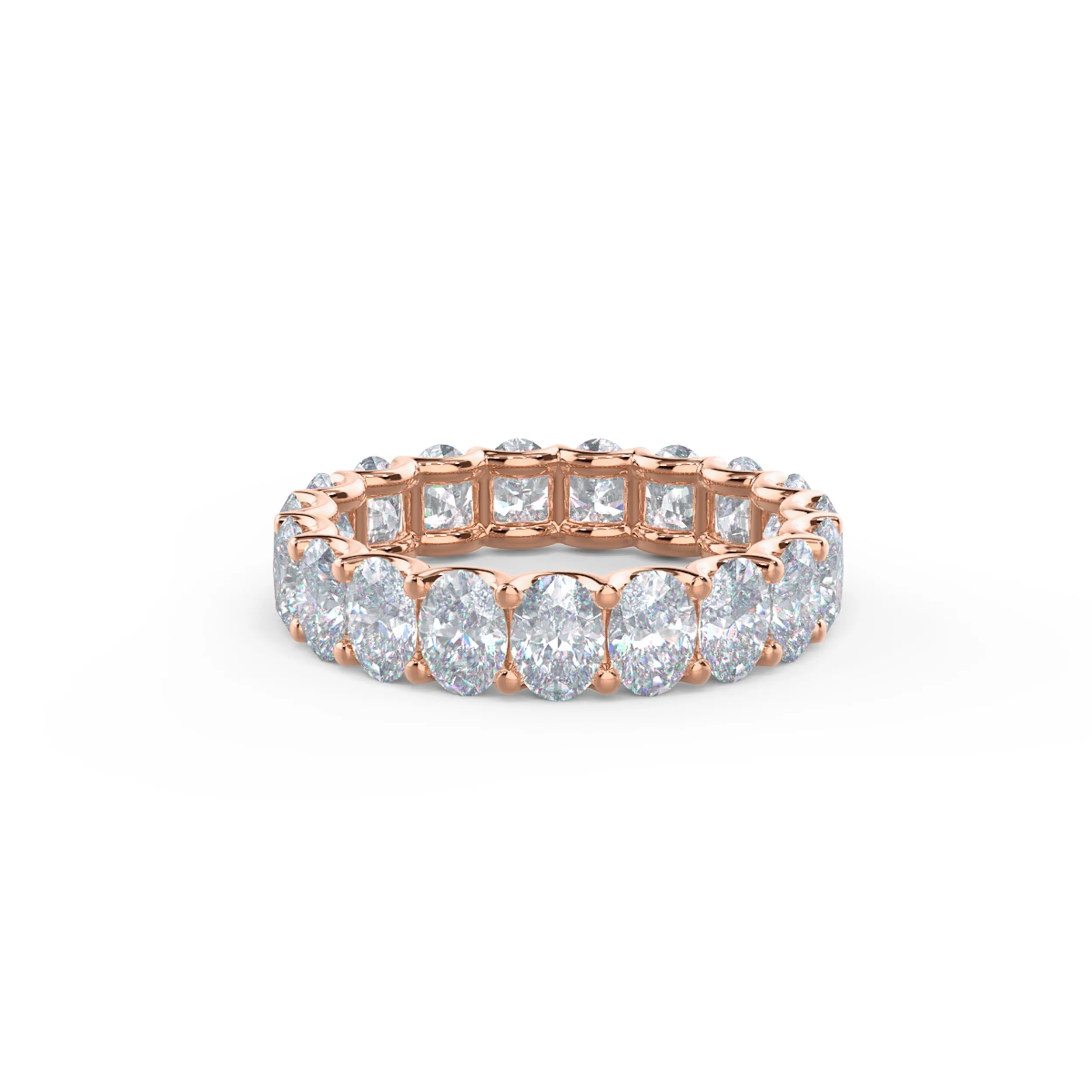 14k Rose Gold Oval French U Eternity Band featuring 3.8 ct Lab Diamonds (Main View)