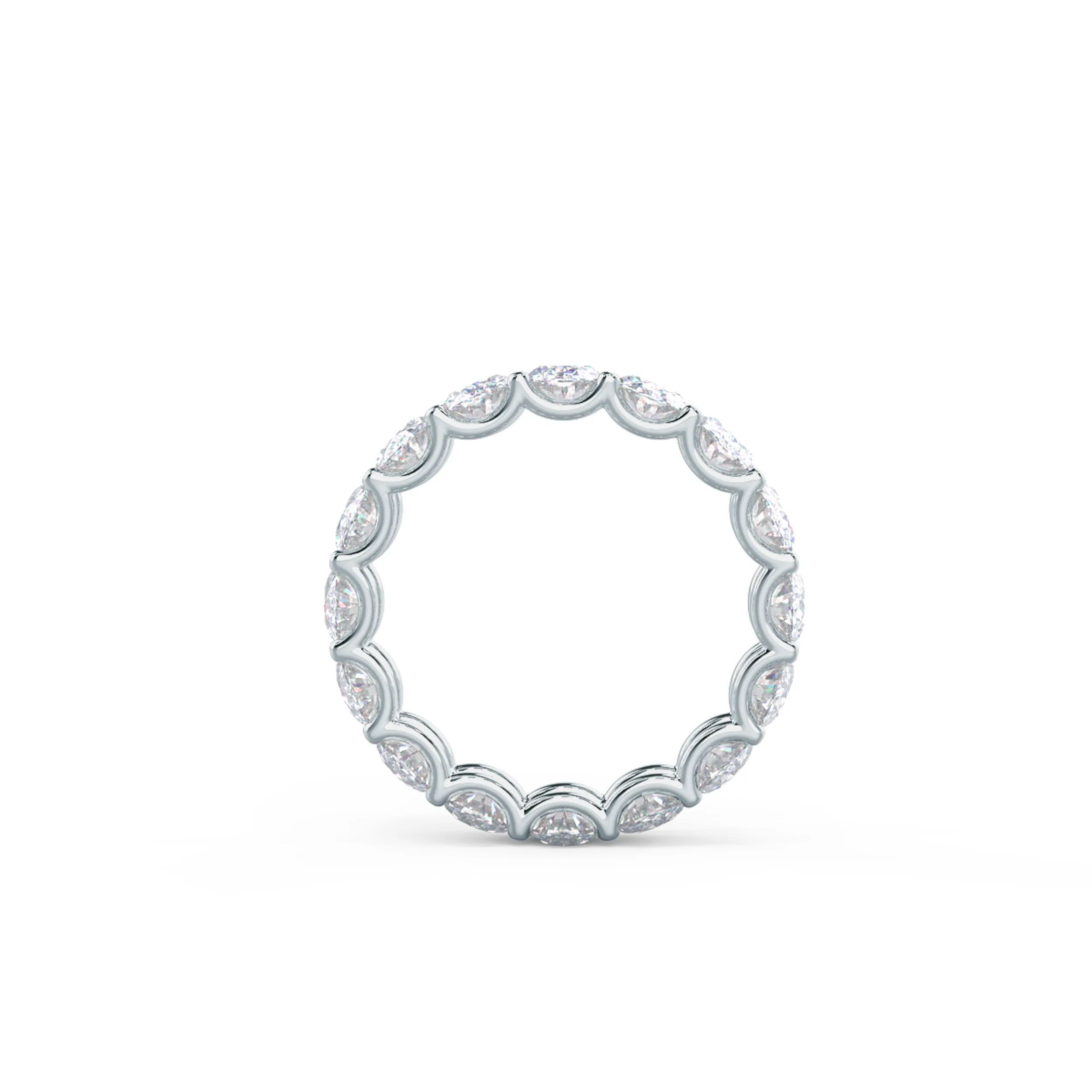 3.8 Carat Diamonds set in 18kt White Gold Oval French U Eternity Band (Profile View)