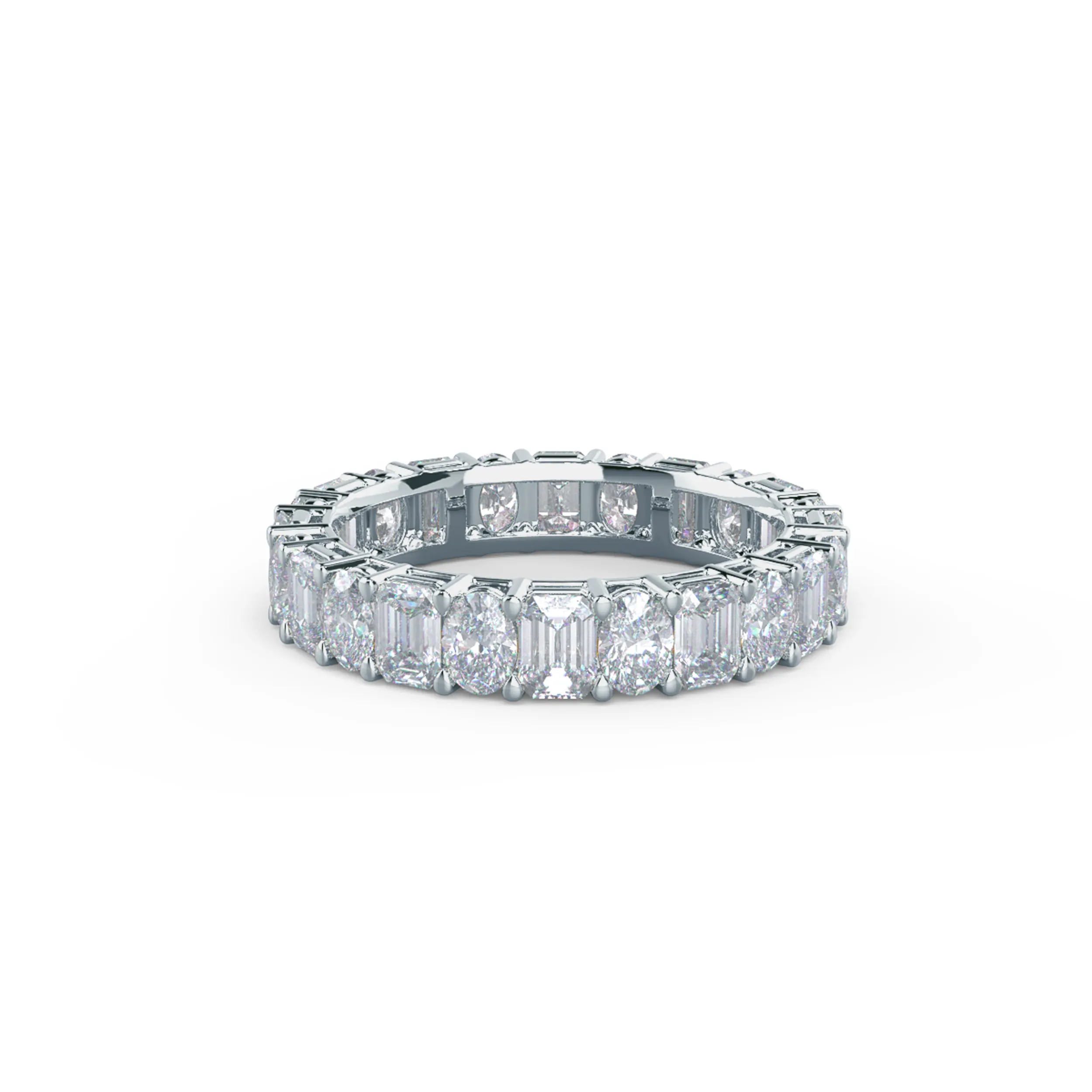 5.5 ct Lab Diamonds set in 18k White Gold Emerald and Oval Diamond Eternity Band (Main View)