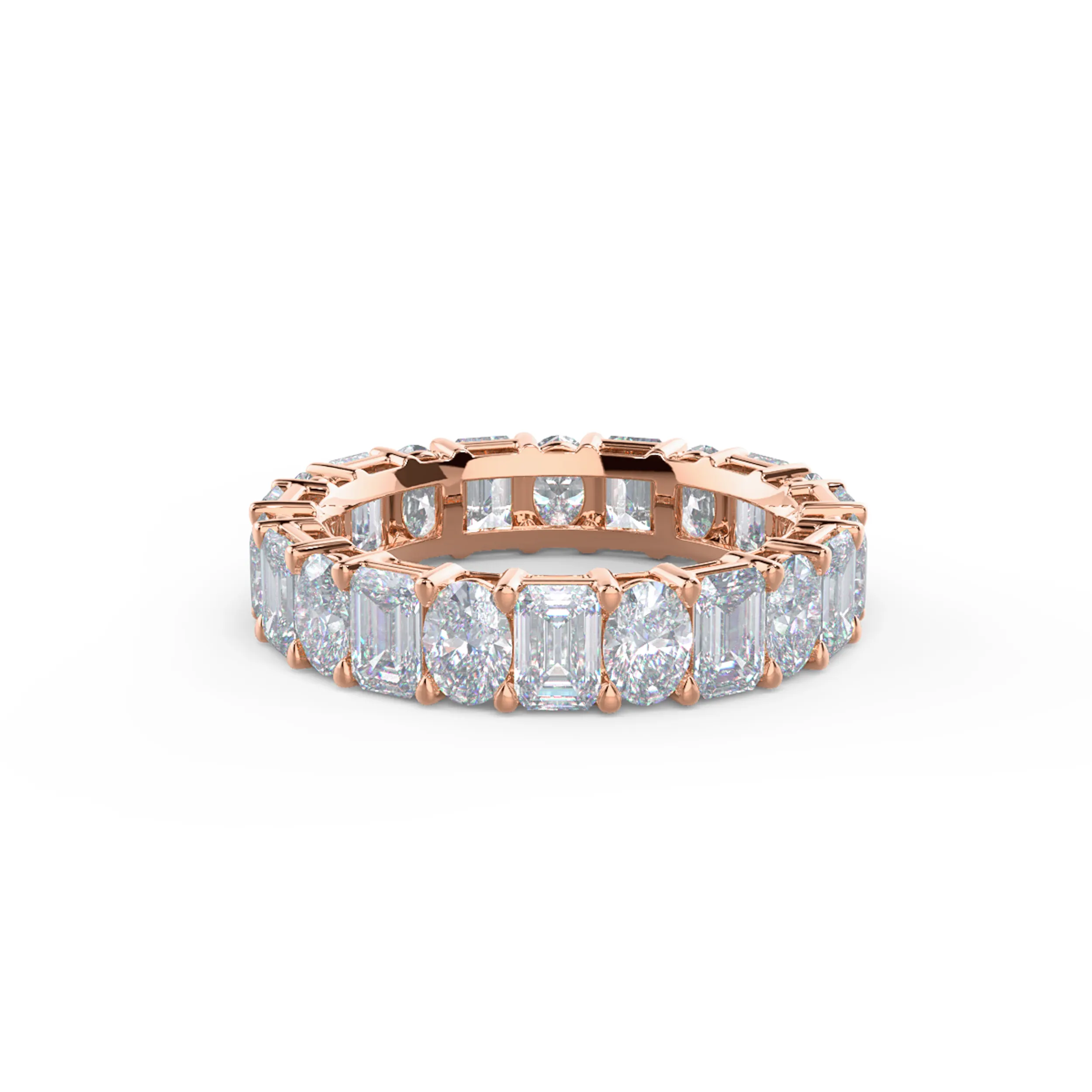 5.5 Carat Diamonds set in 14kt Rose Gold Emerald and Oval Eternity Band (Main View)