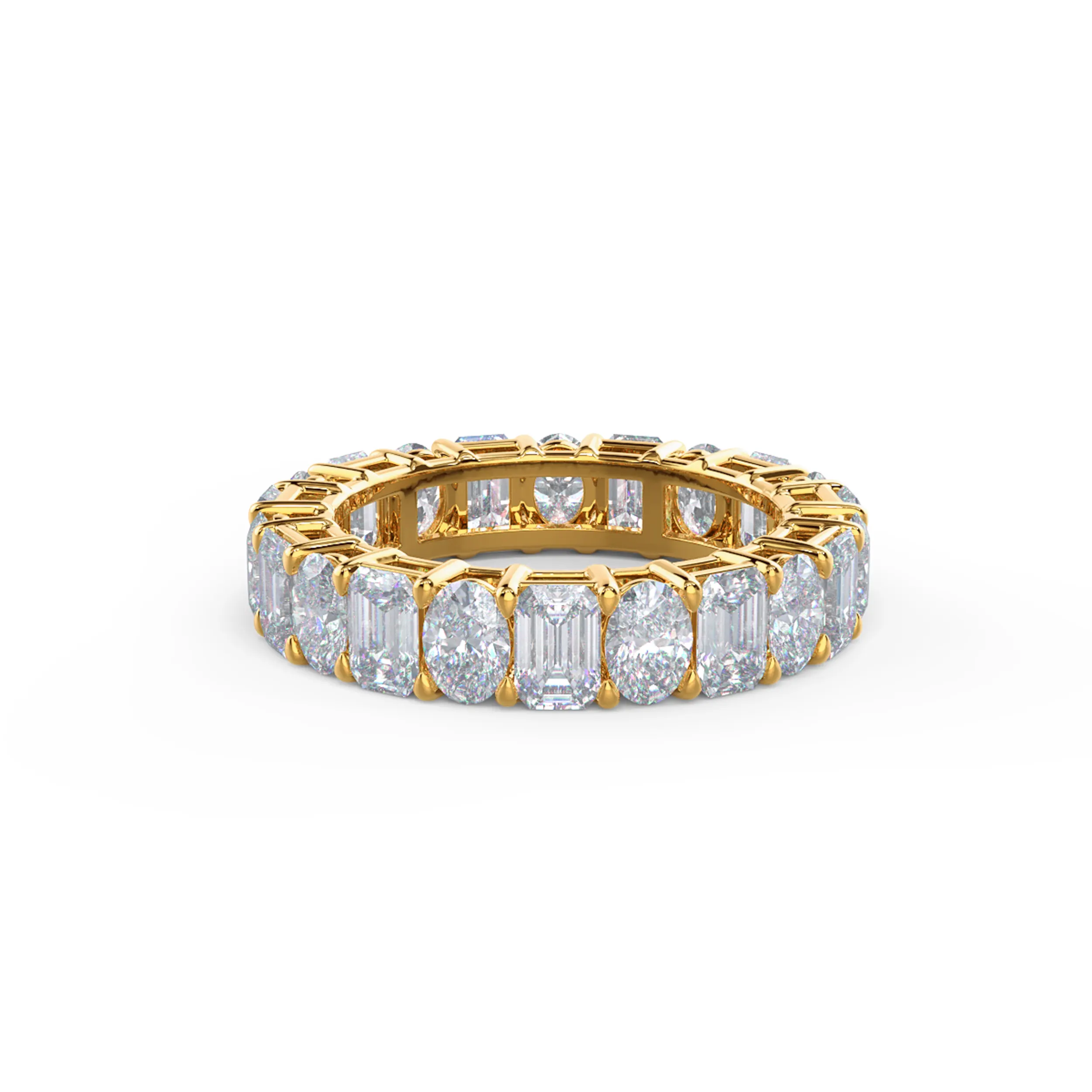 Hand Selected 5.5 Carat Lab Created Diamonds Emerald and Oval Diamond Eternity Band in 14k Yellow Gold (Main View)