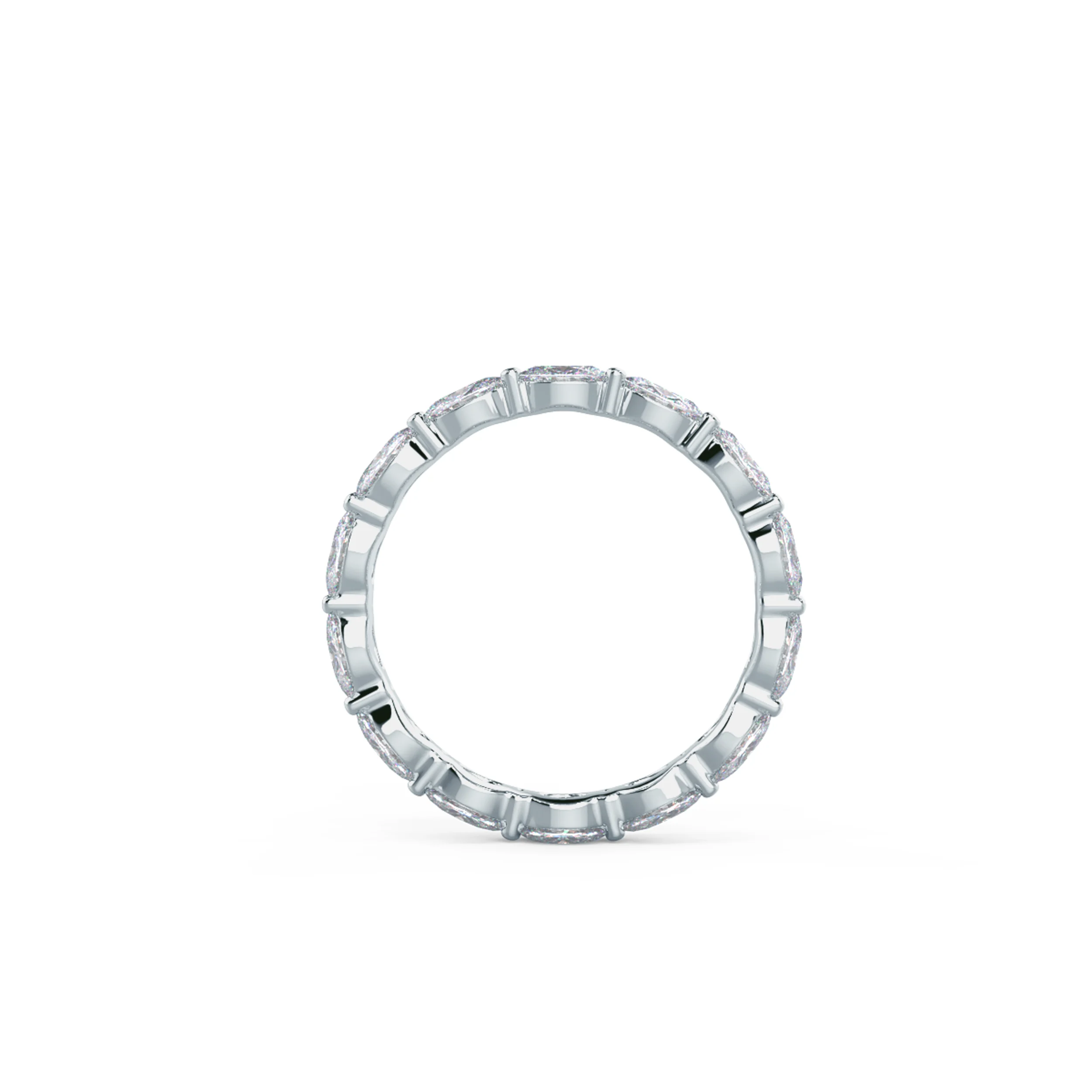2.0 ctw Diamonds set in 18kt White Gold East-West Oval Eternity Band (Profile View)