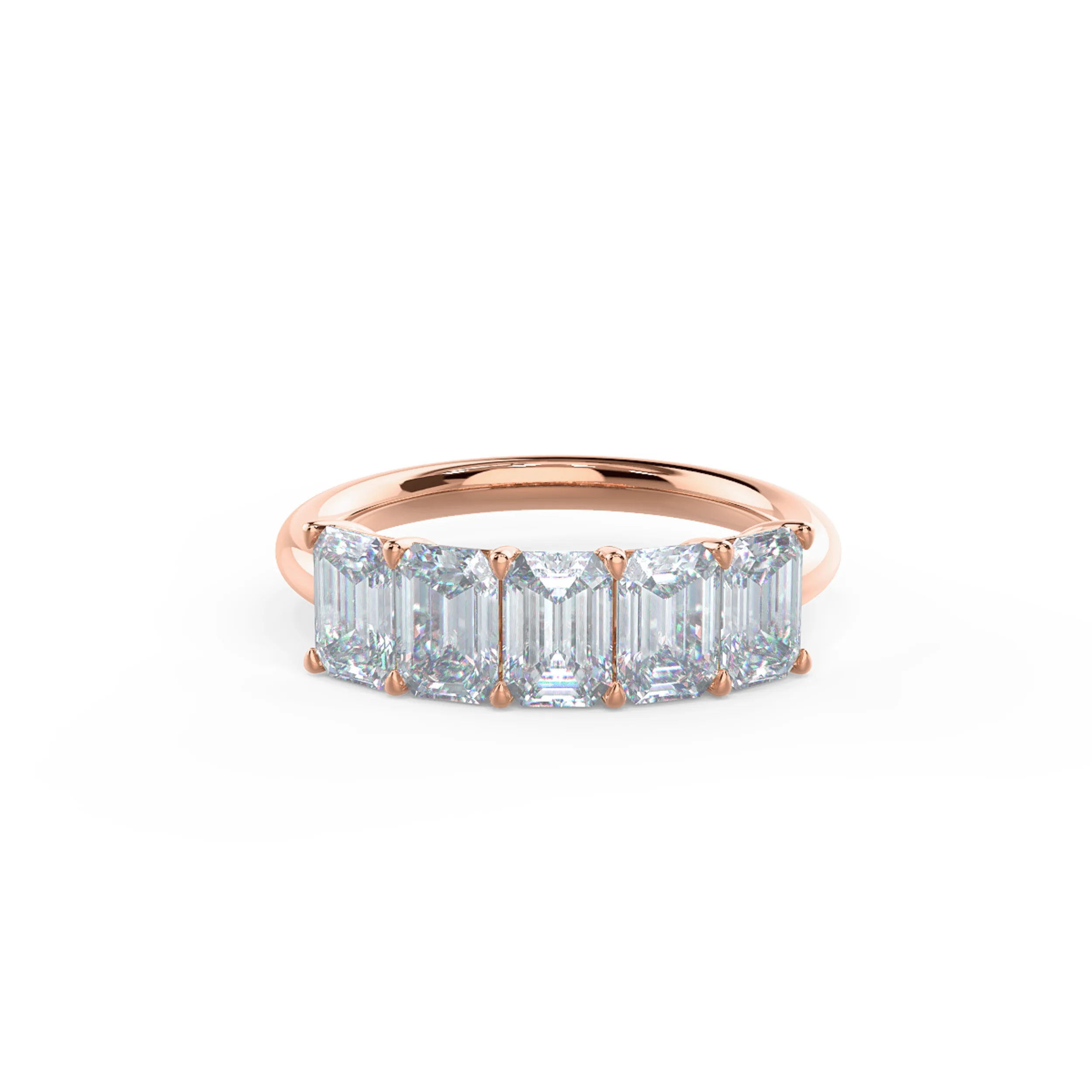 Rose Gold Emerald Five Stone featuring 2.5 ct Diamonds (Main View)