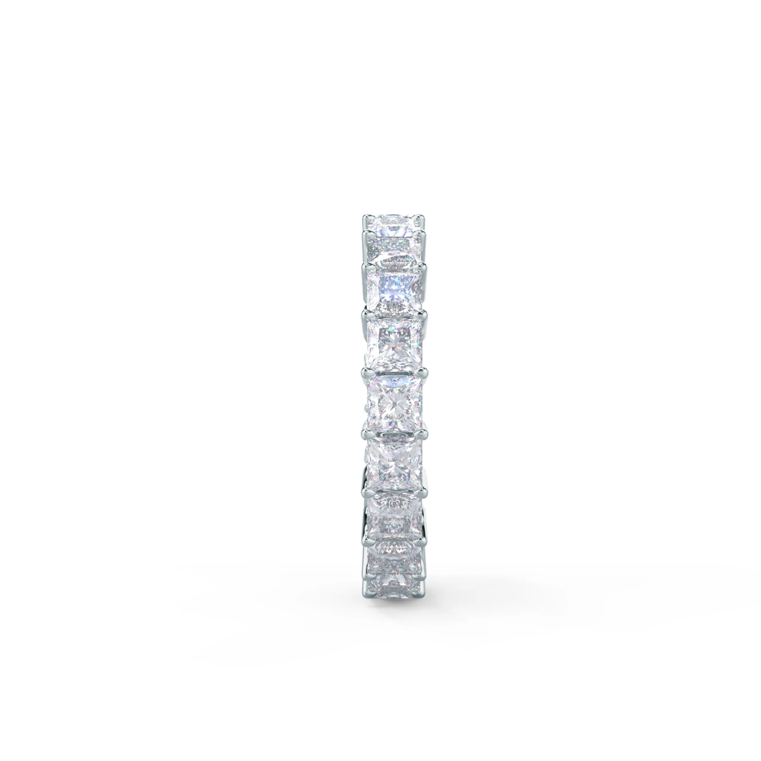 White Gold Princess Eternity Band featuring Hand Selected 4.0 ct Lab Diamonds (Side View)