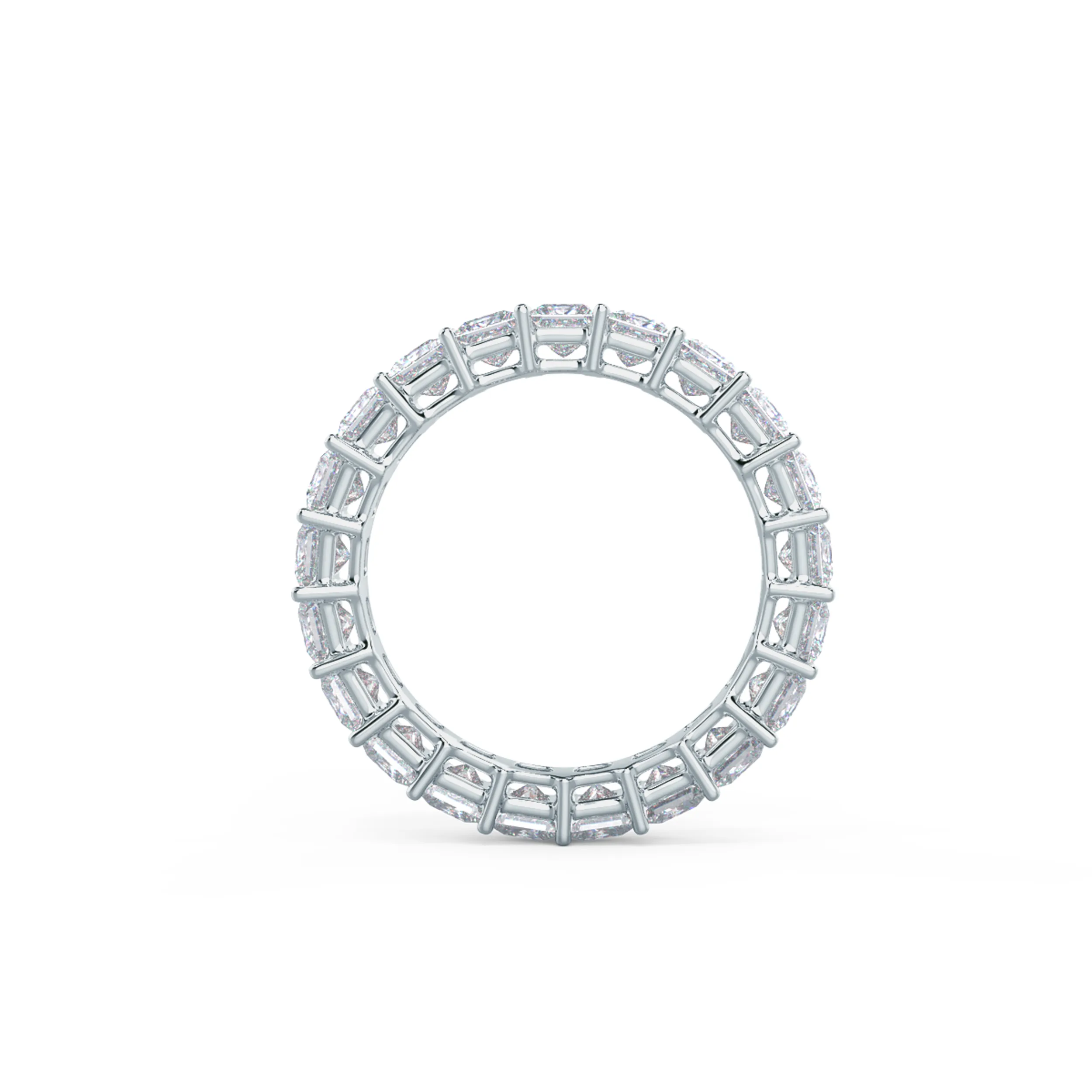 4.0 Carat Created Diamonds Princess Eternity Band in 18kt White Gold (Profile View)