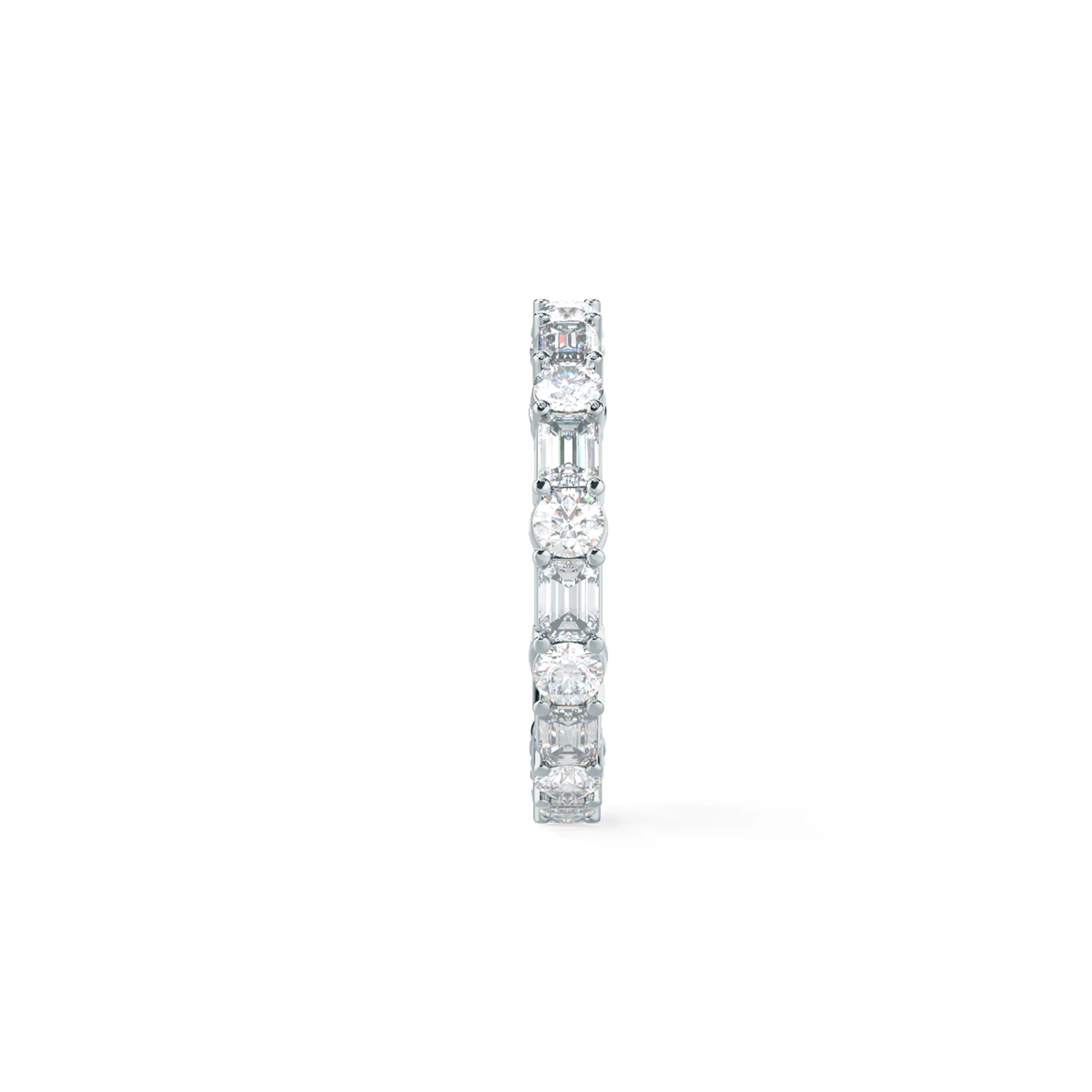 High Quality 2.5 ct Diamonds Emerald and Round East-West Eternity Band in 18k White Gold (Side View)