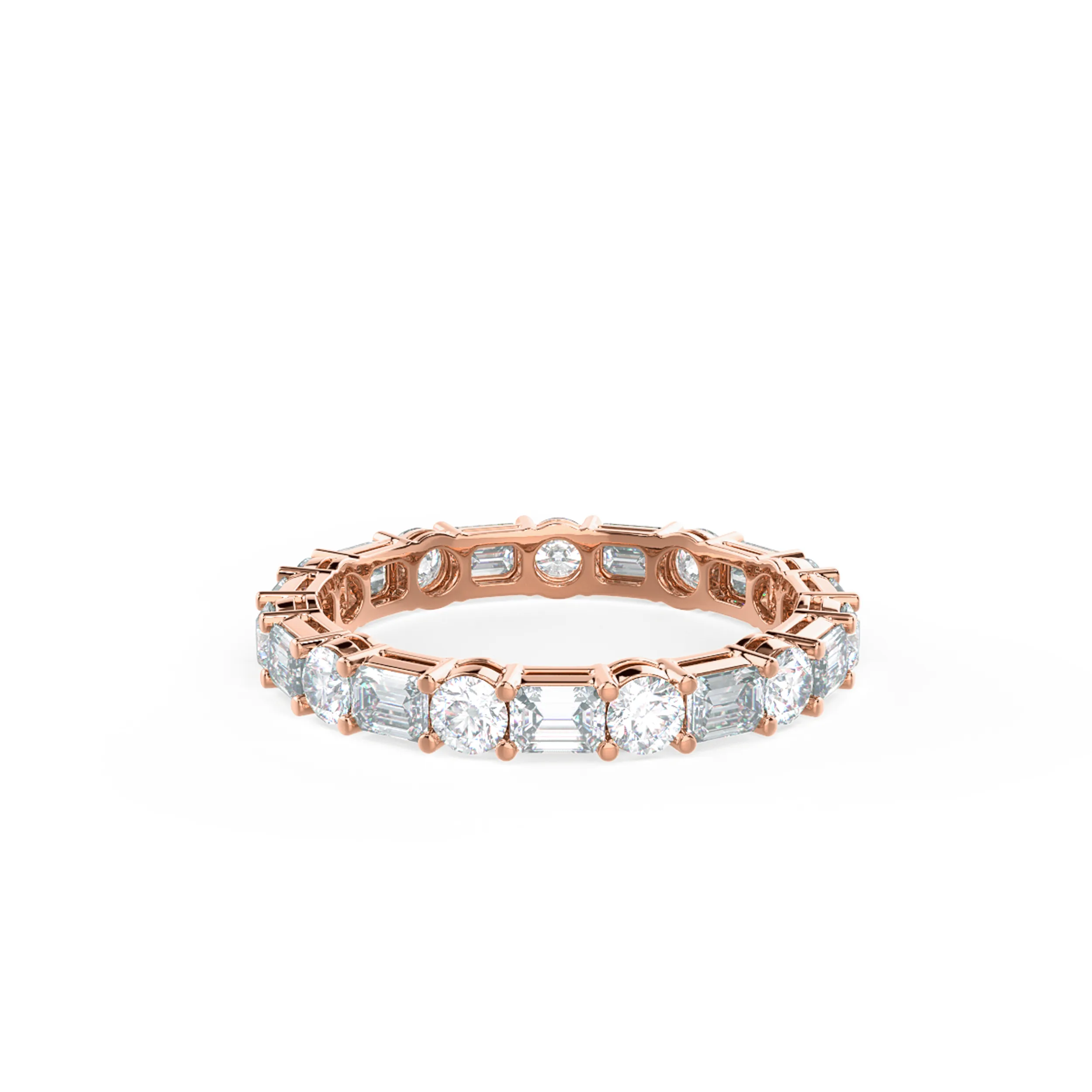 14kt Rose Gold Emerald and Round East-West Eternity Band featuring 2.5 ctw Lab Diamonds (Main View)