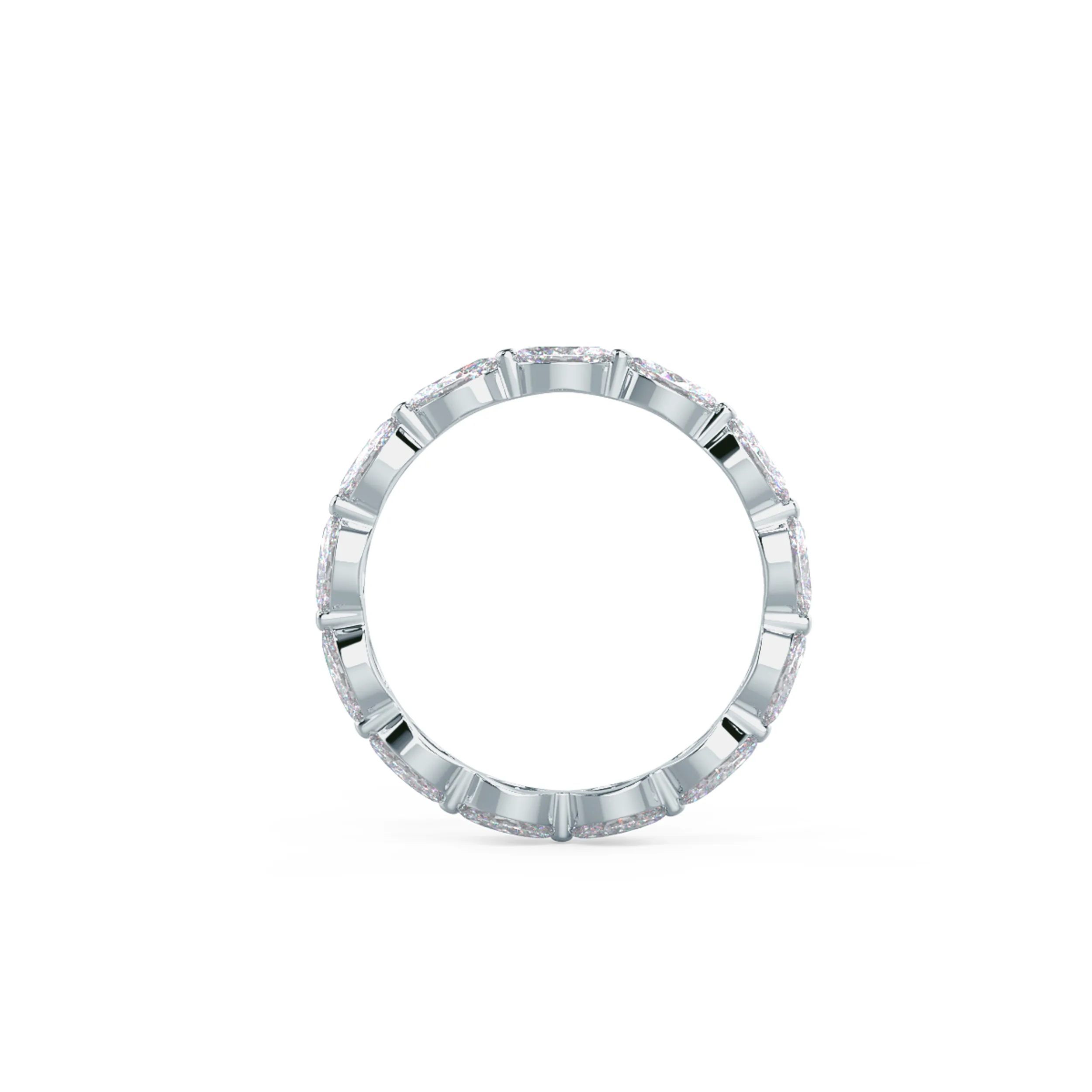 18 Karat White Gold Marquise Diamond East-West Eternity Band featuring 1.3 ct Lab Diamonds (Profile View)