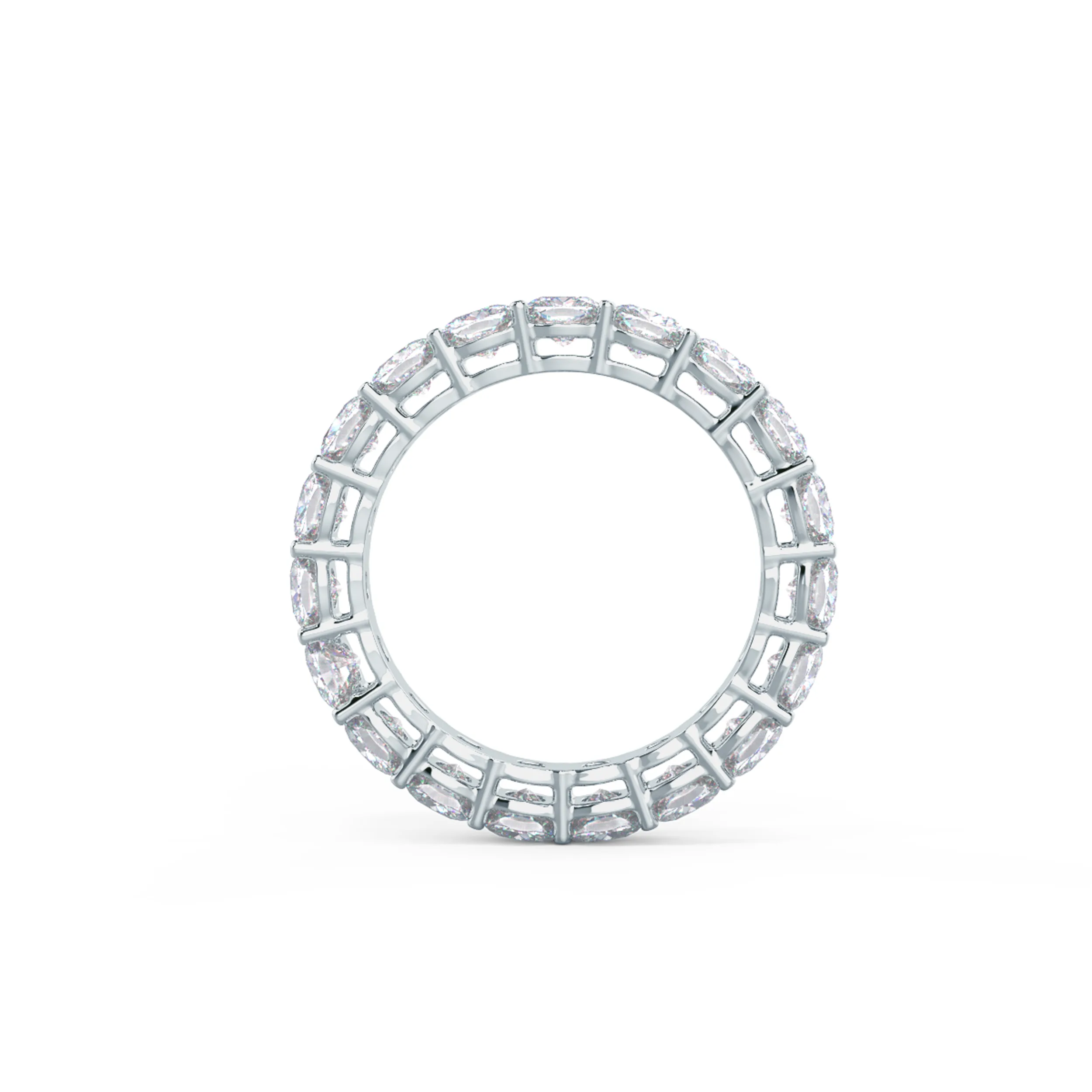 18k White Gold Cushion Eternity Band featuring Exceptional Quality 4.75 ctw Lab Grown Diamonds (Profile View)