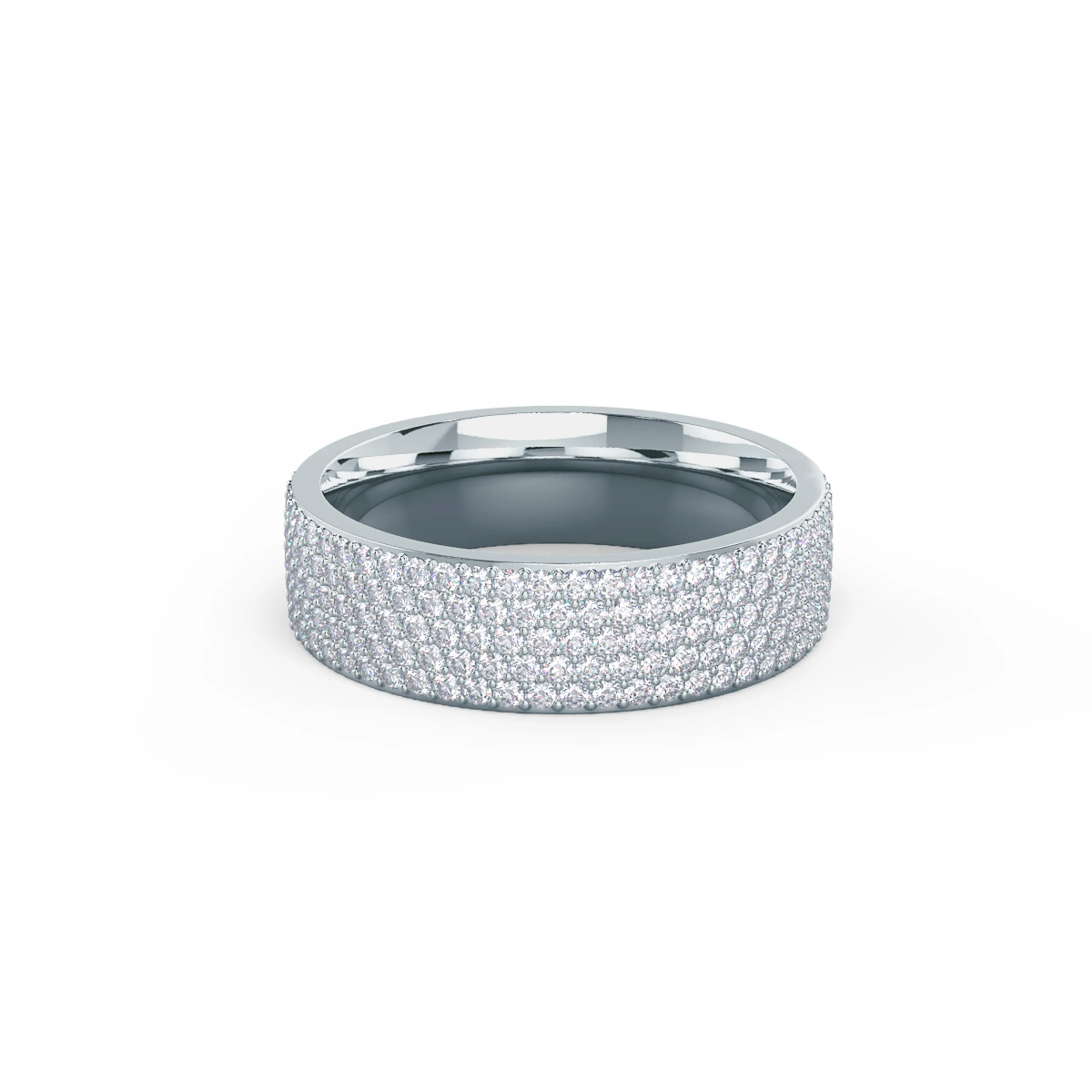 1.5 ct Round Brilliant Lab Created Diamonds Five Row Pavé Eternity Band in 18k White Gold (Main View)