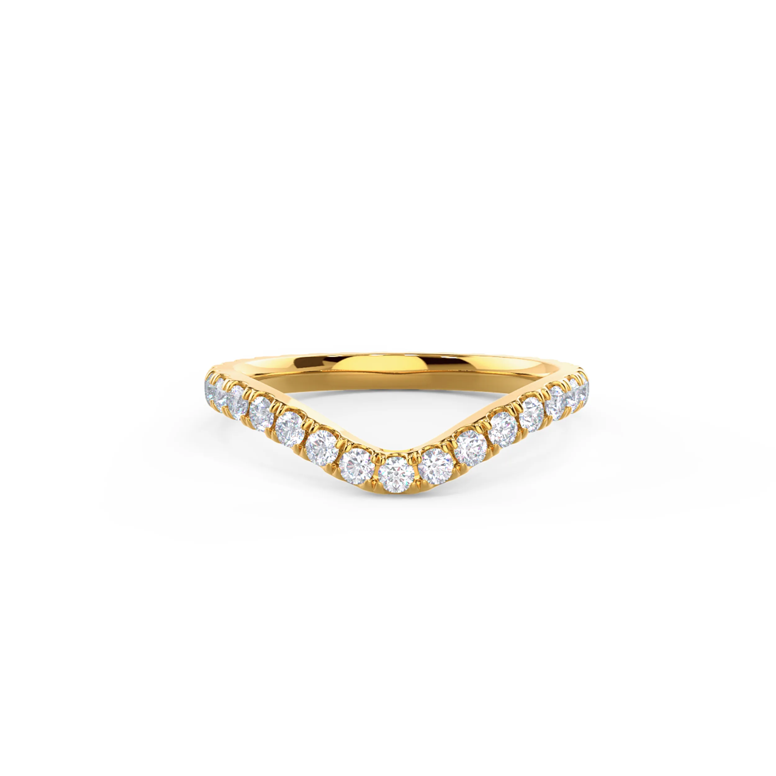 14k Yellow Gold Pavé Contoured Eternity Band featuring 0.7 ct Round Synthetic Diamonds (Main View)