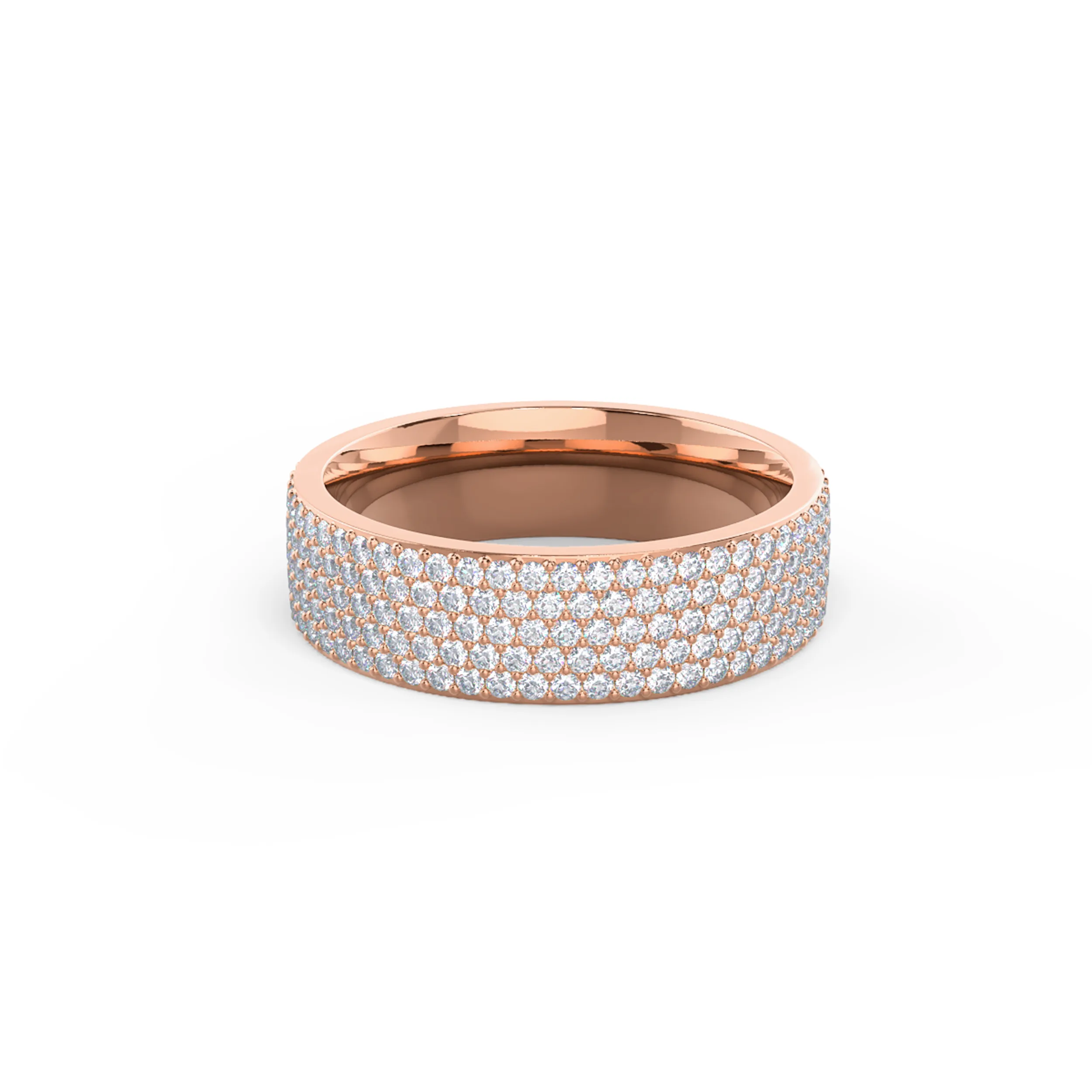 Exceptional Quality 1.0 ct Round Brilliant Lab Diamonds Five Row Pavé Three Quarter Band in 14kt Rose Gold (Main View)