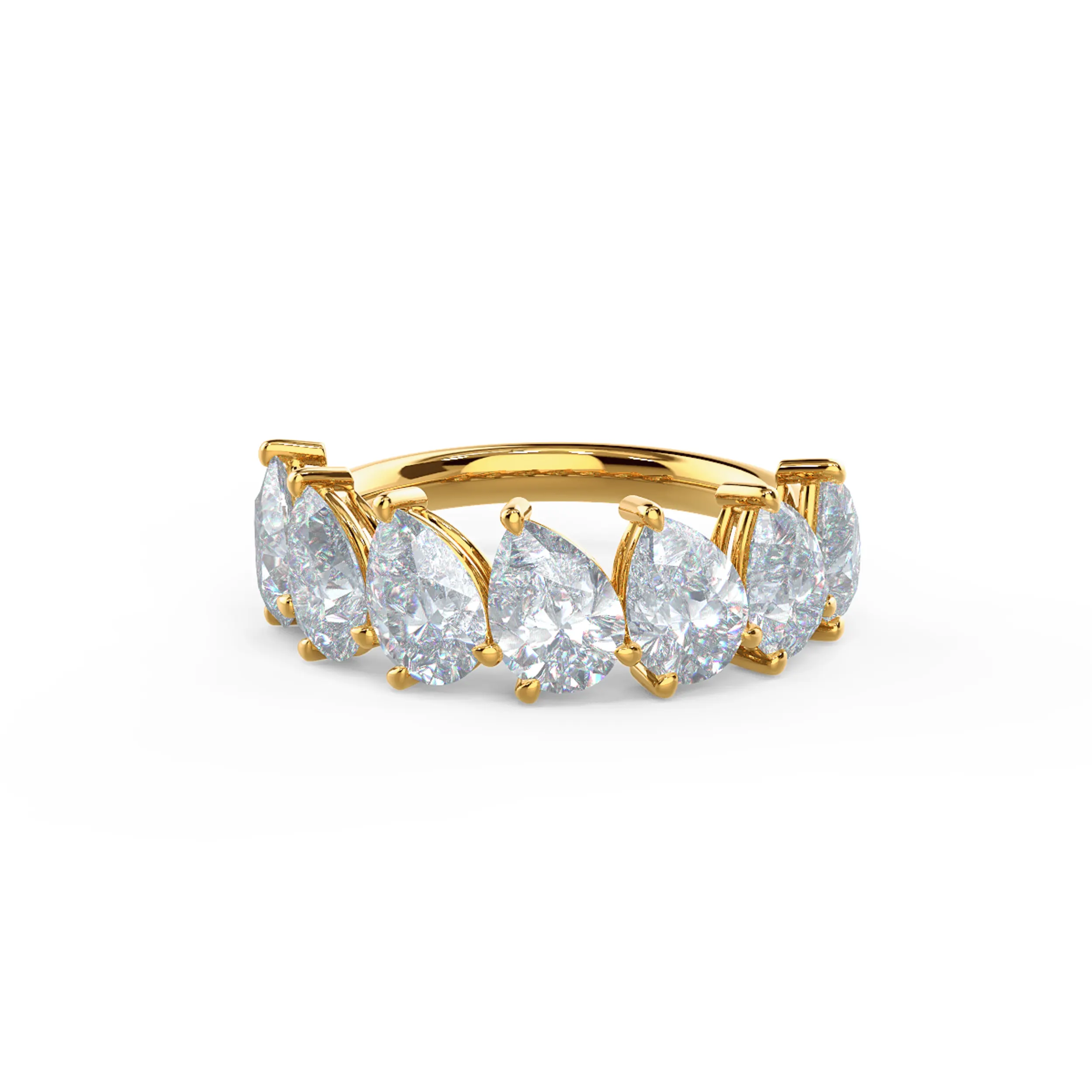 Exceptional Quality 3.5 ct Diamonds set in 18k Yellow Gold Pear Angled Seven Stone (Main View)
