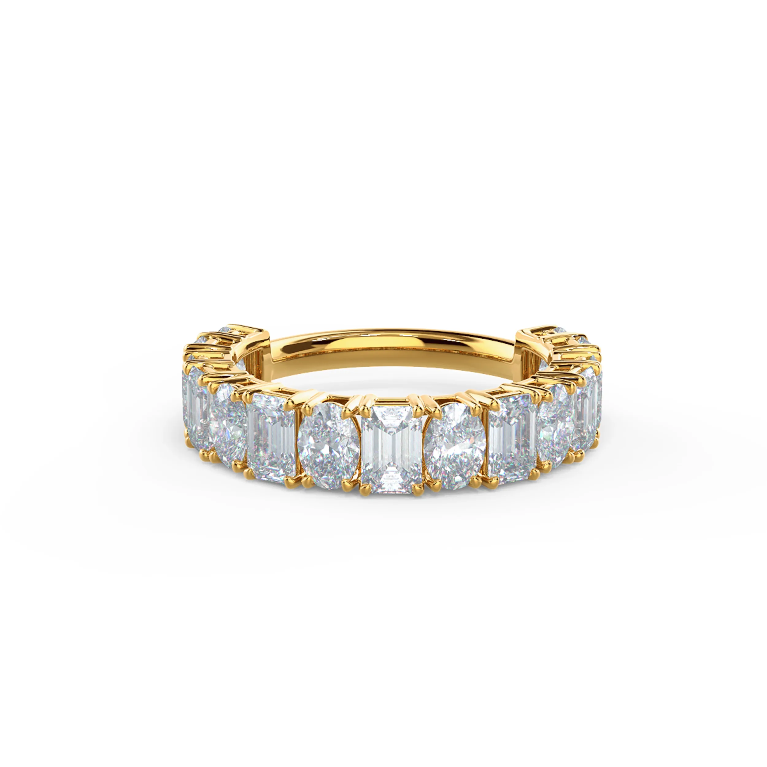 High Quality 3.75 ctw Diamonds Emerald and Oval Three Quarter Band in 14k Yellow Gold (Main View)