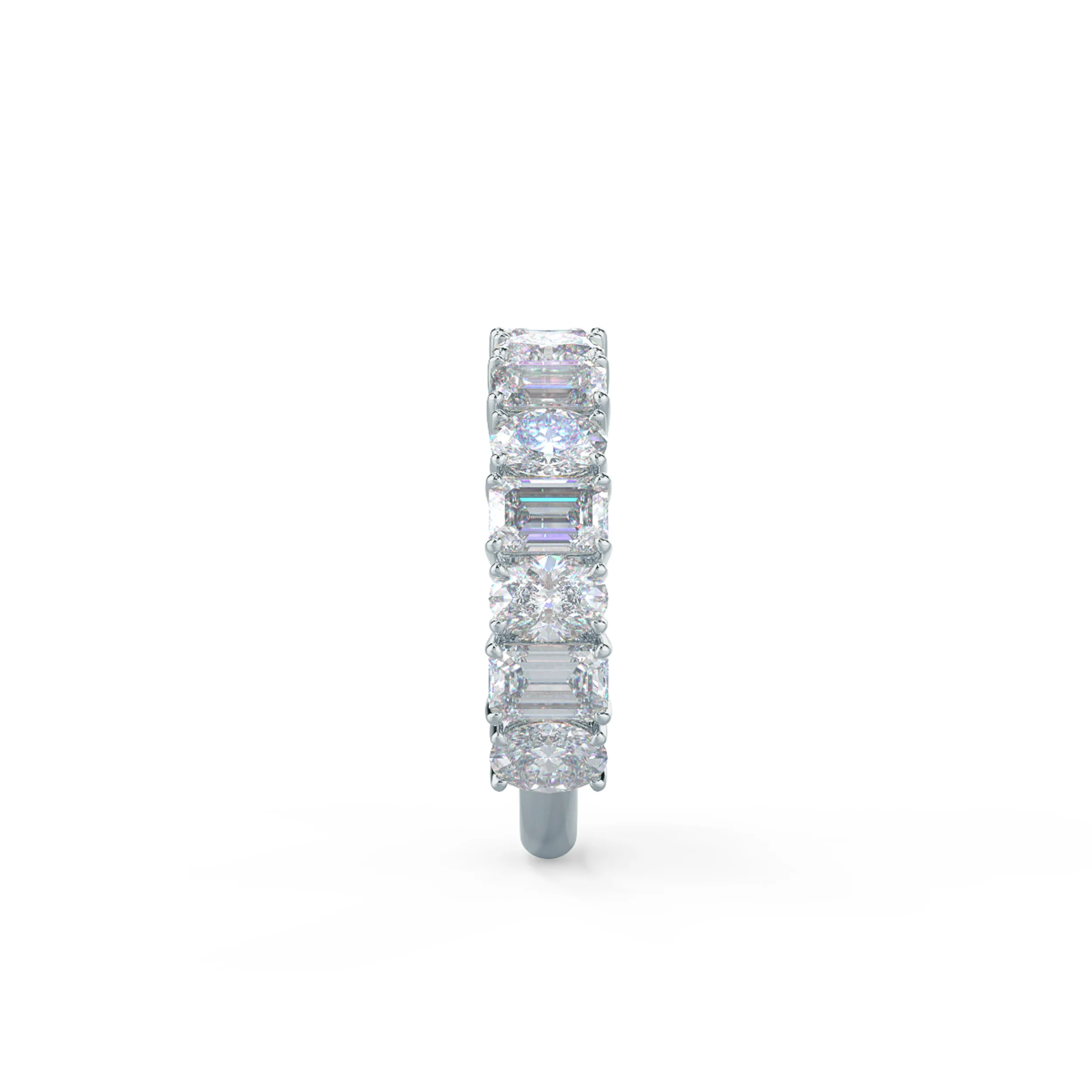 High Quality 3.75 Carat Diamonds Emerald and Oval Three Quarter Band in White Gold (Side View)