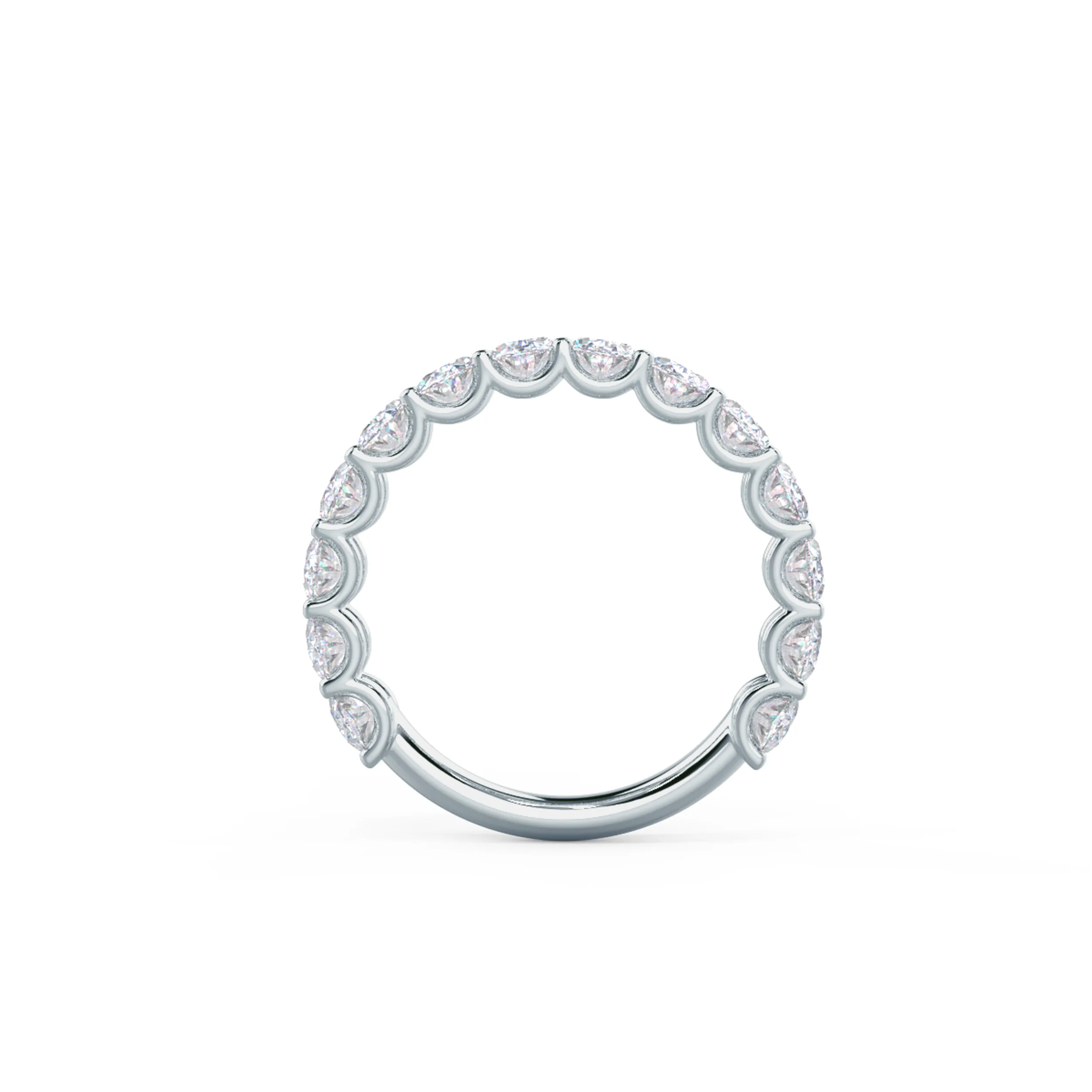 18k White Gold Oval French U Three Quarter Band featuring Hand Selected 2.85 ct Diamonds (Profile View)