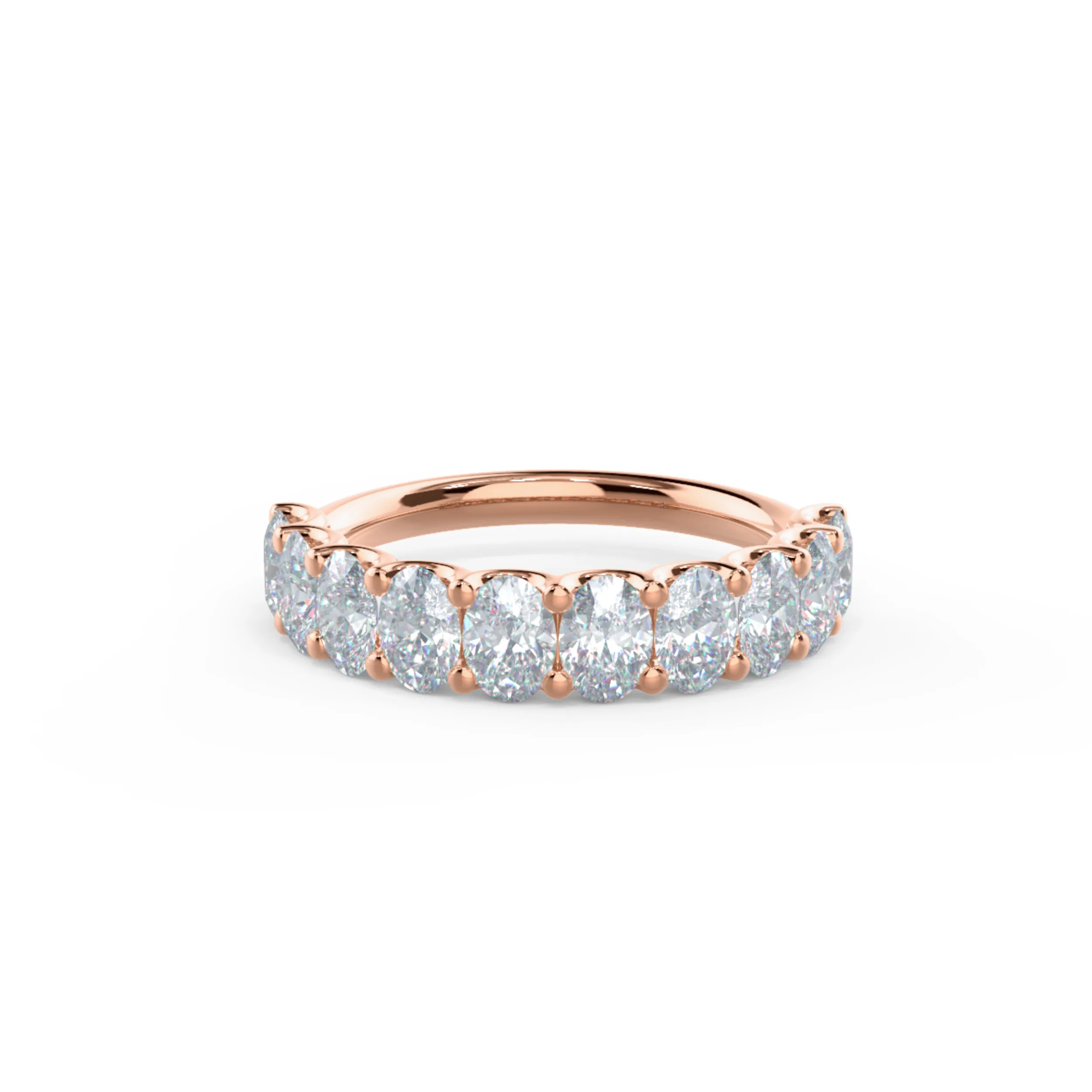 14k Rose Gold Oval French U Half Band featuring 2.0 ct Lab Diamonds (Main View)