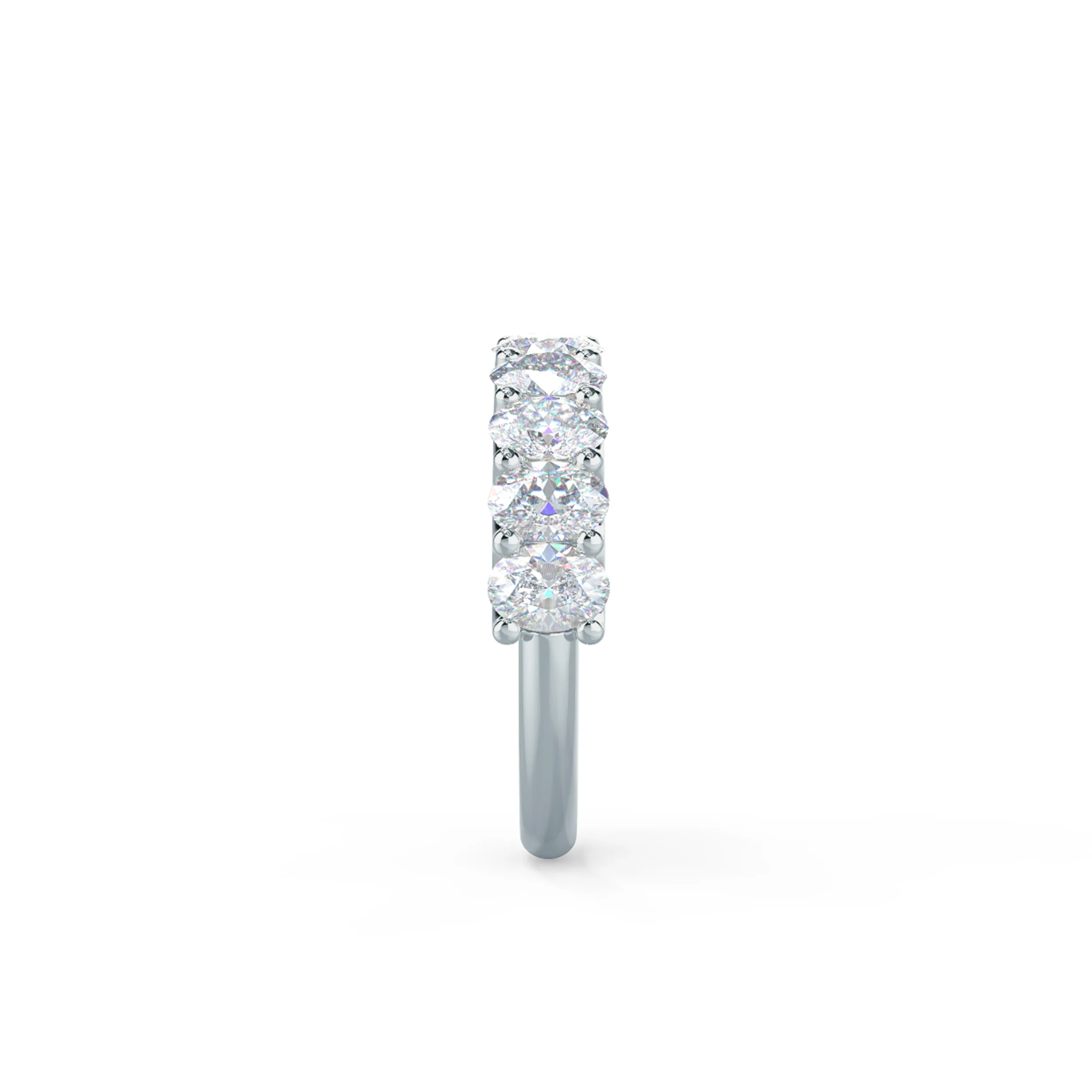 18k White Gold Oval French U Half Band featuring Hand Selected 2.0 ct Lab Created Diamonds (Side View)