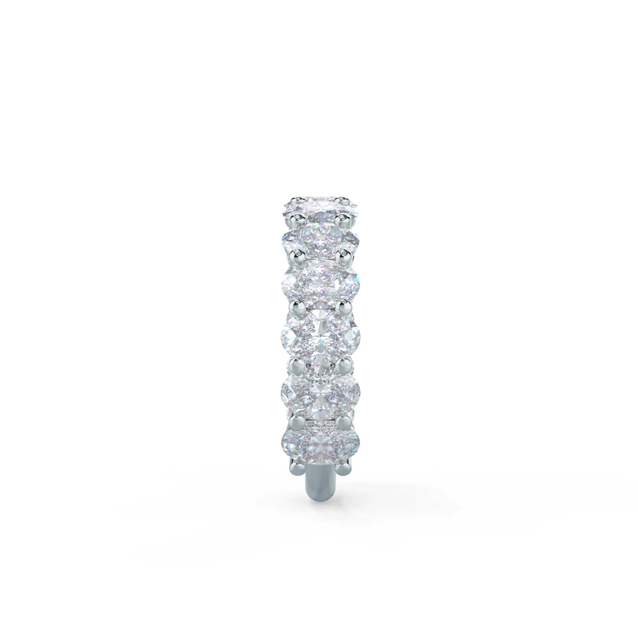 18k White Gold Oval Basket Three Quarter Band featuring 4.0 Carat Lab Diamonds (Side View)