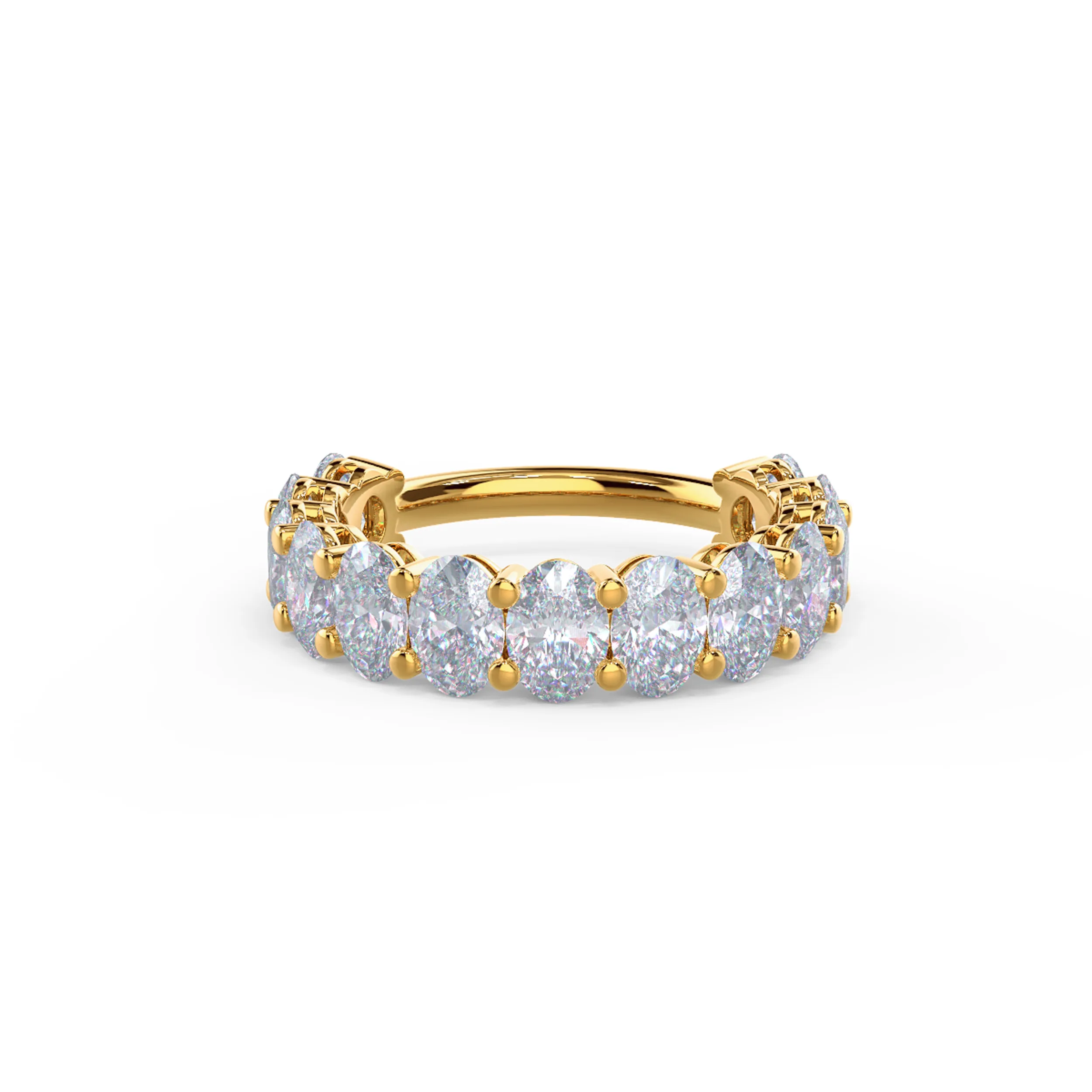 14k Yellow Gold Oval Basket Three Quarter Band featuring Exceptional Quality 4.0 ctw Lab Diamonds (Main View)