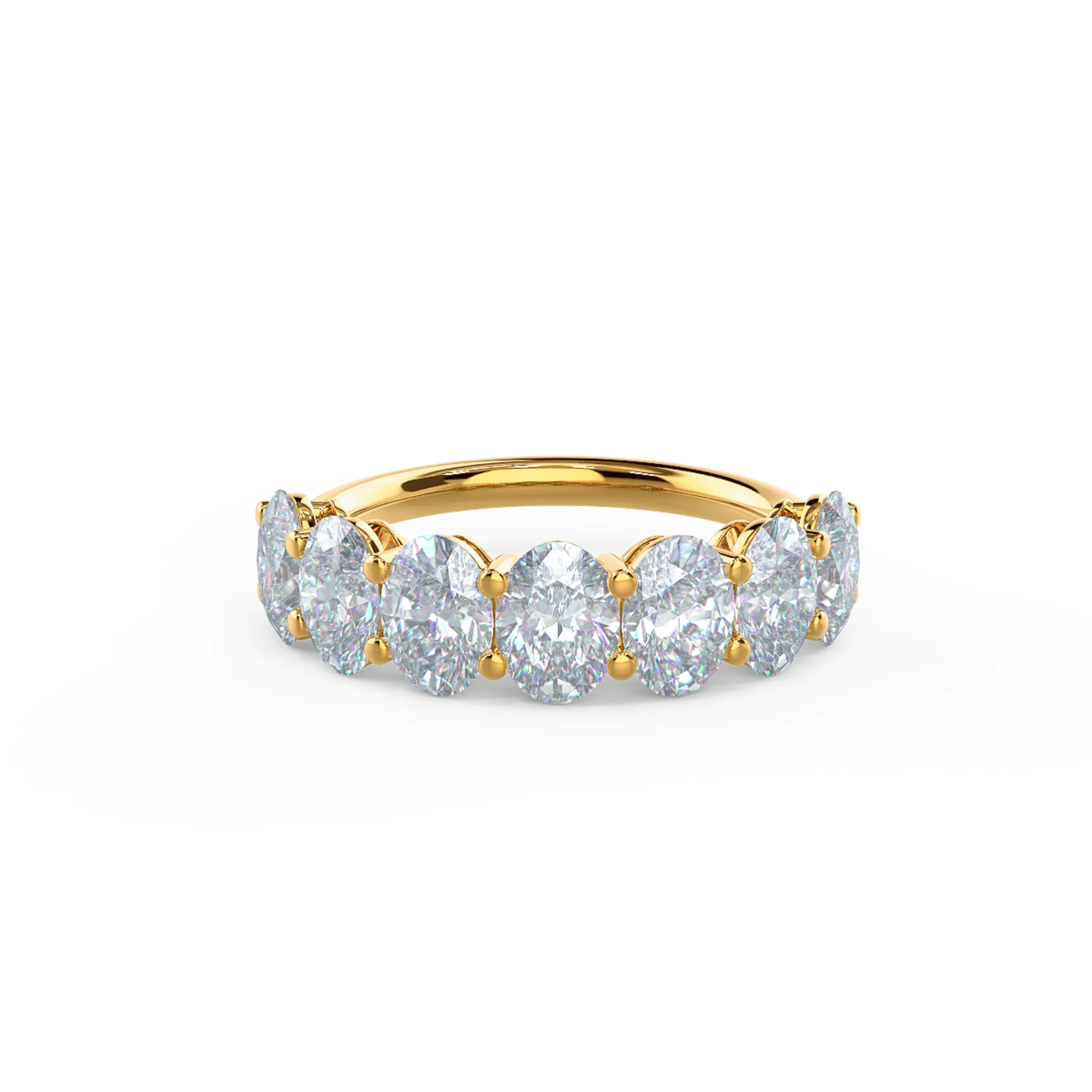 14k Yellow Gold Oval Basket Seven Stone featuring 2.8 Carat Lab Diamonds (Main View)